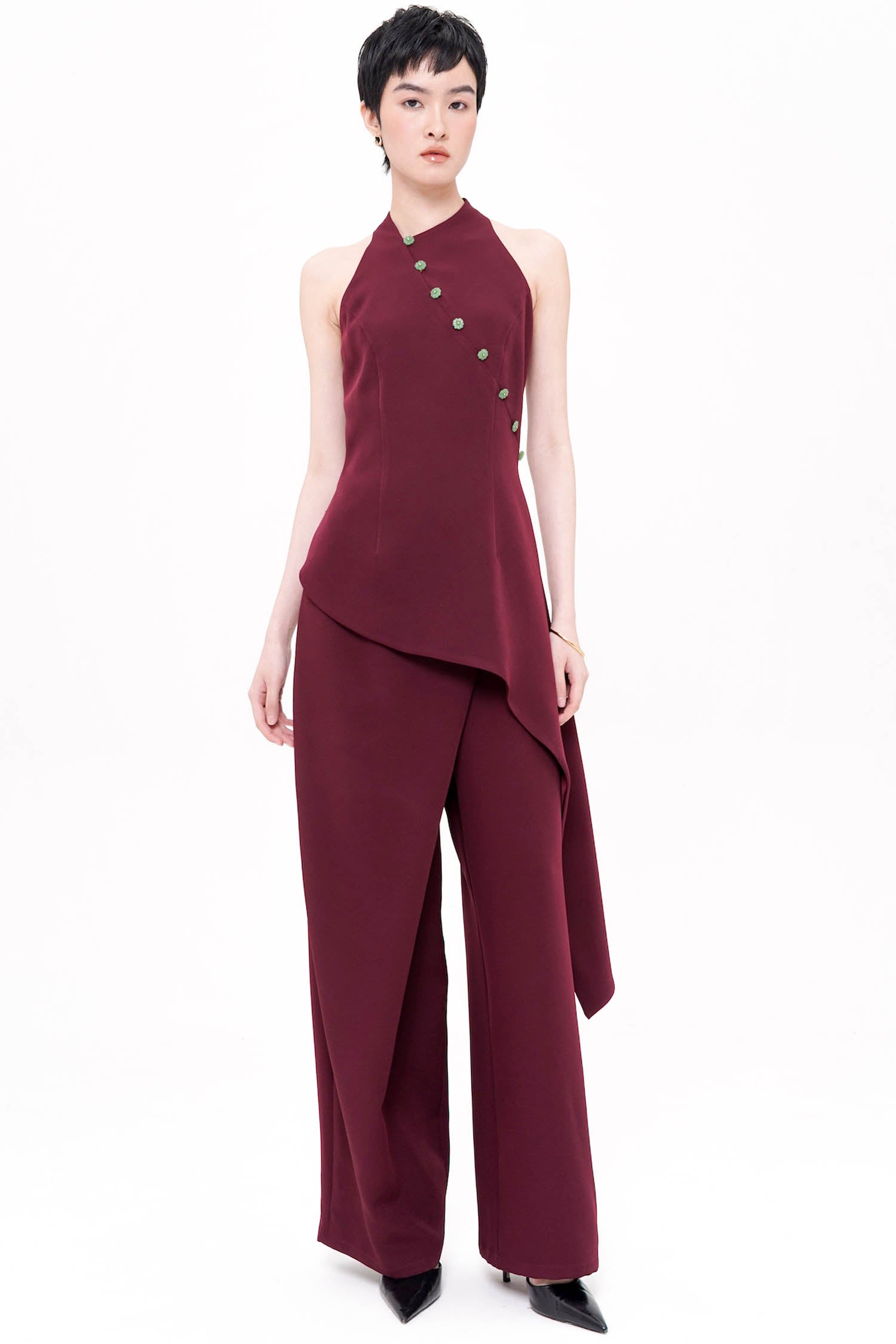 Linhe Asymmetrical Top In Maroon