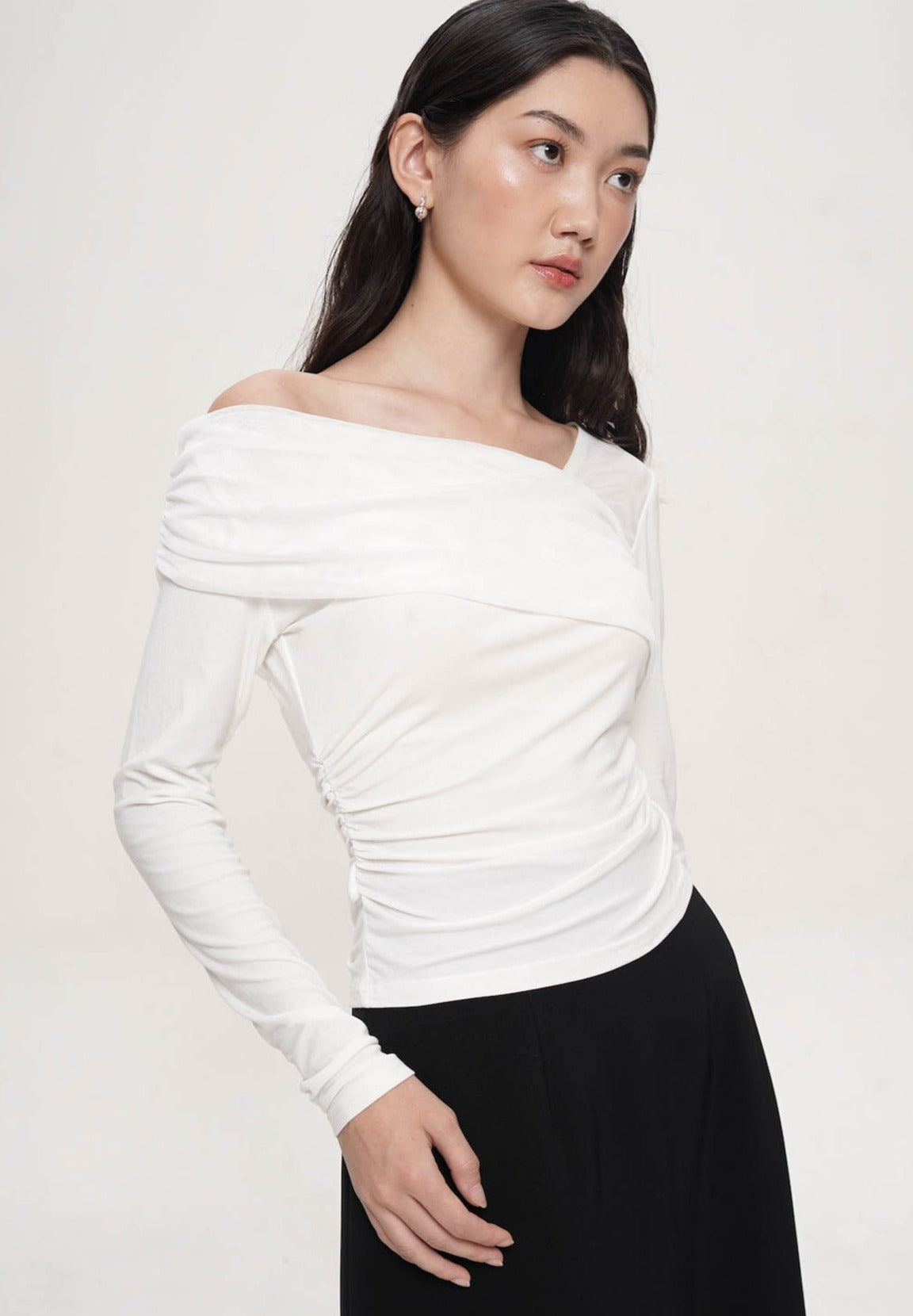 Tazzlyn Long Sleeve Top In White