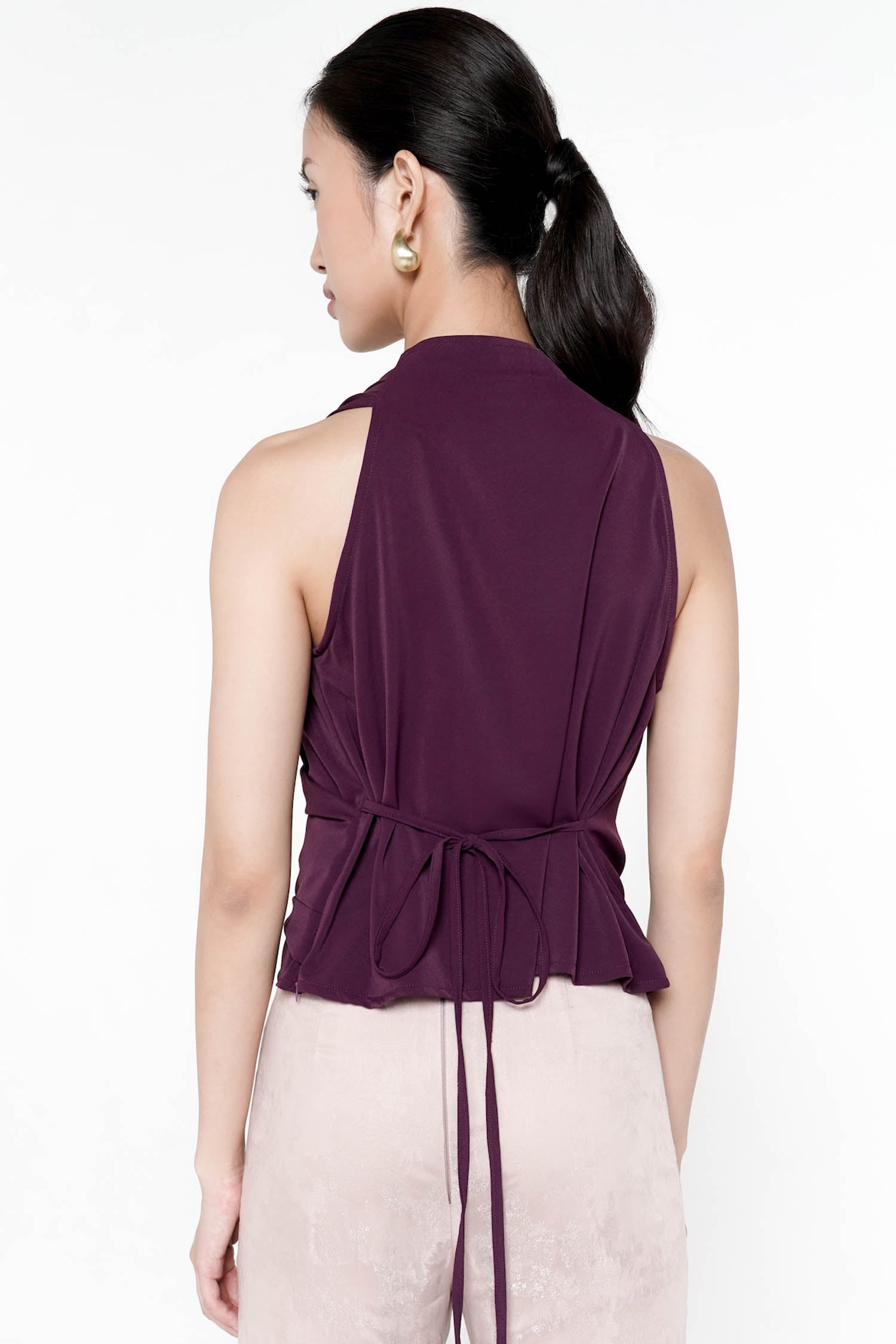Ribadeo Wrap Top In Burgundy