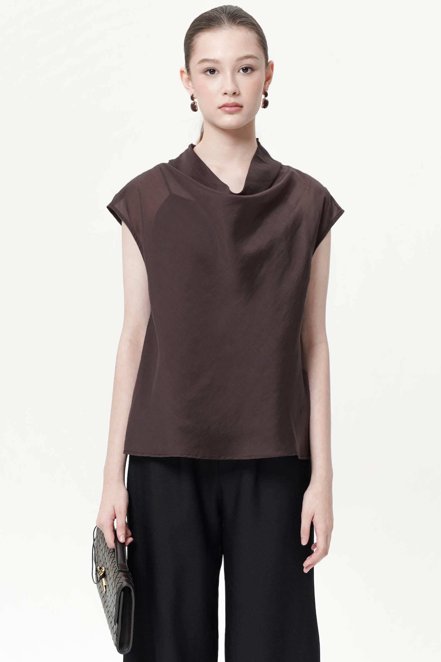 Elyra Sheer Blouse In Espresso
