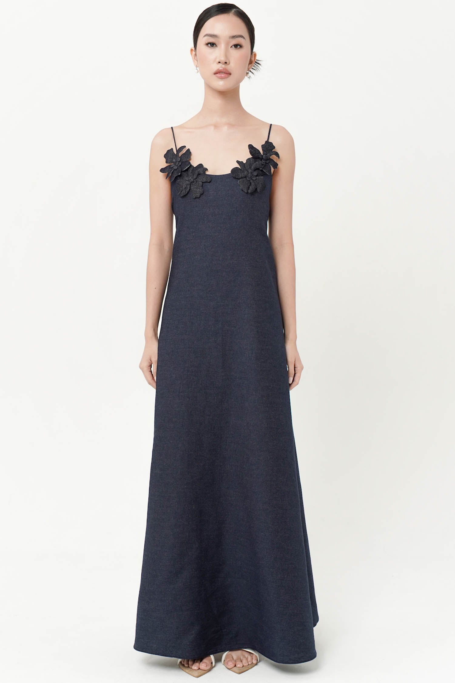Dory Floral Maxi Dress In Denim