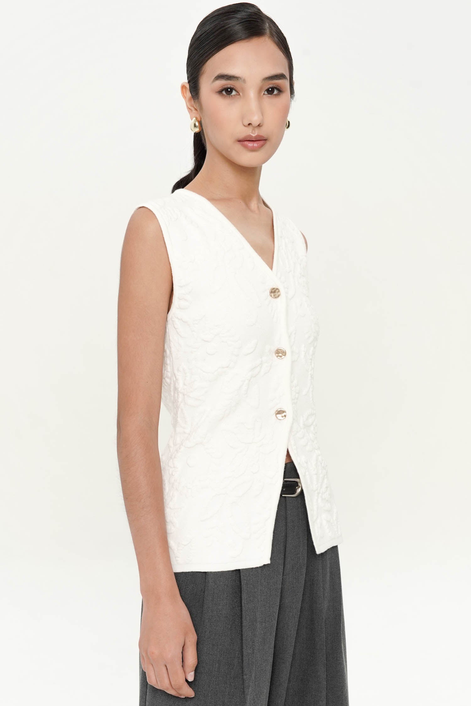 Oahu Vest Top In Broken White