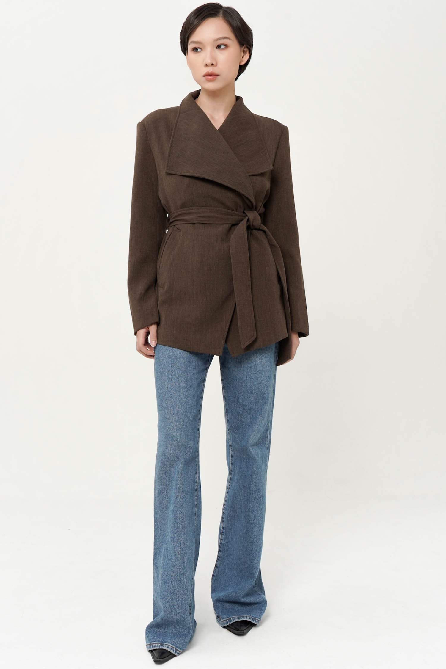 Verona Wrap Belted Coat In Brown