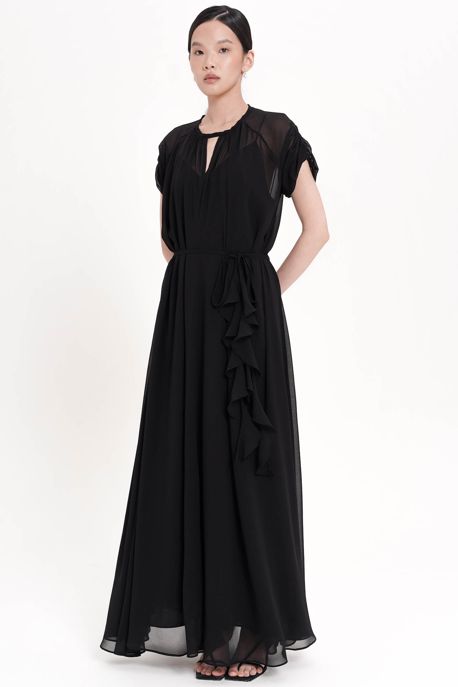 Jupiter Belted Maxi Dress In Black