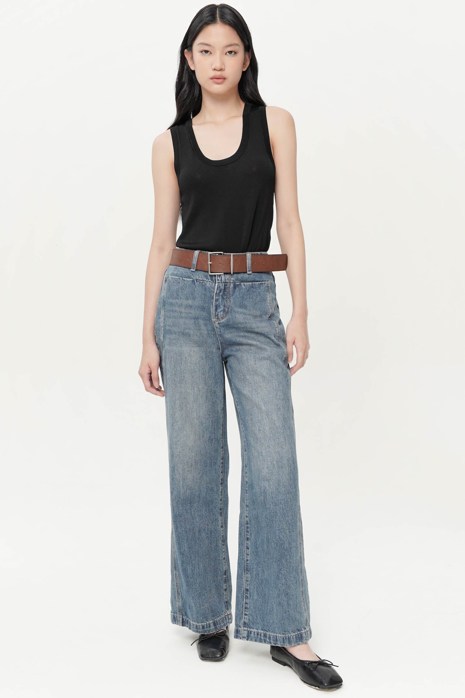 Anxi Wide-Leg Jeans In Dark Blue