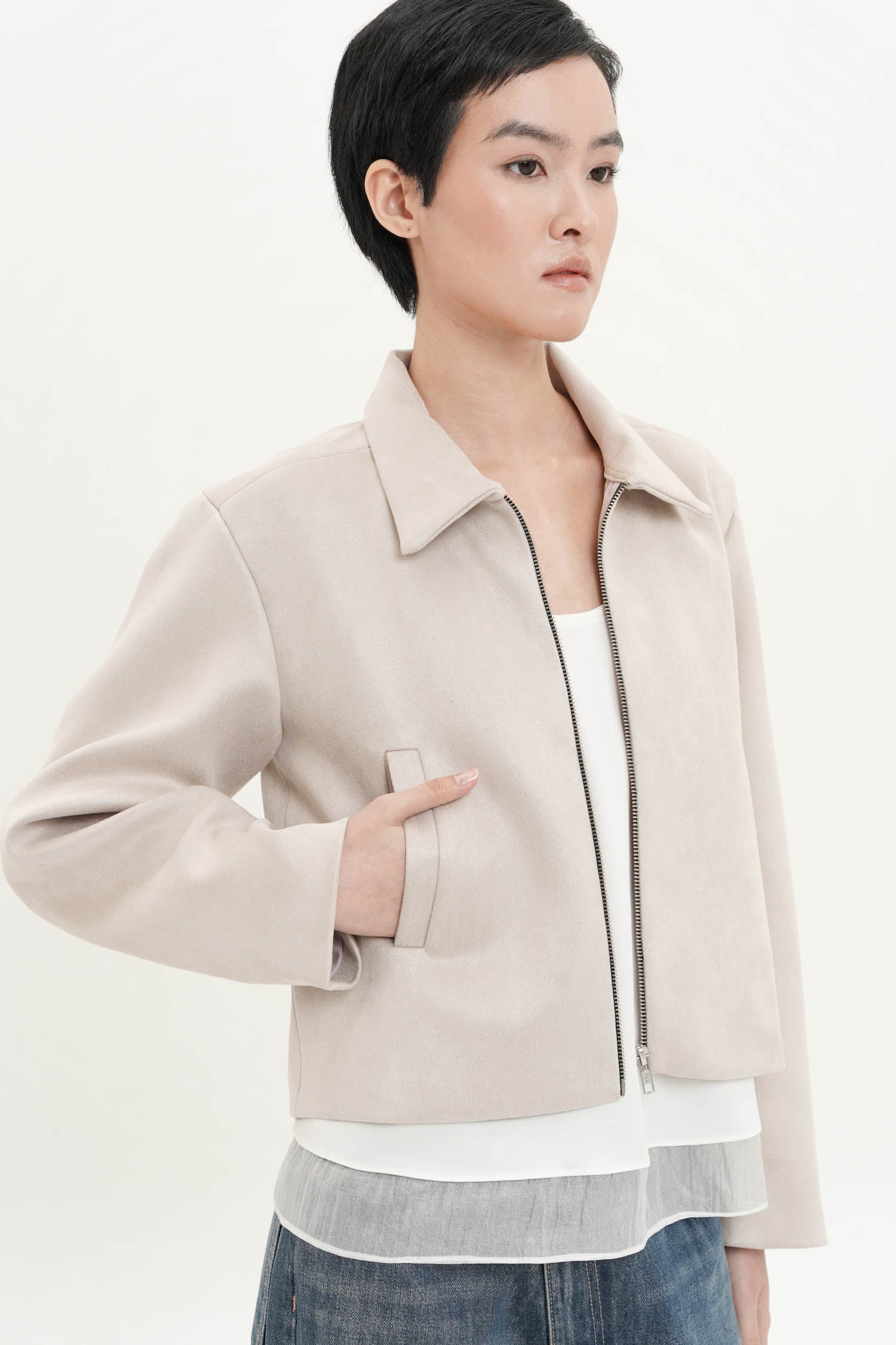Riven Boxy Jacket In Stone