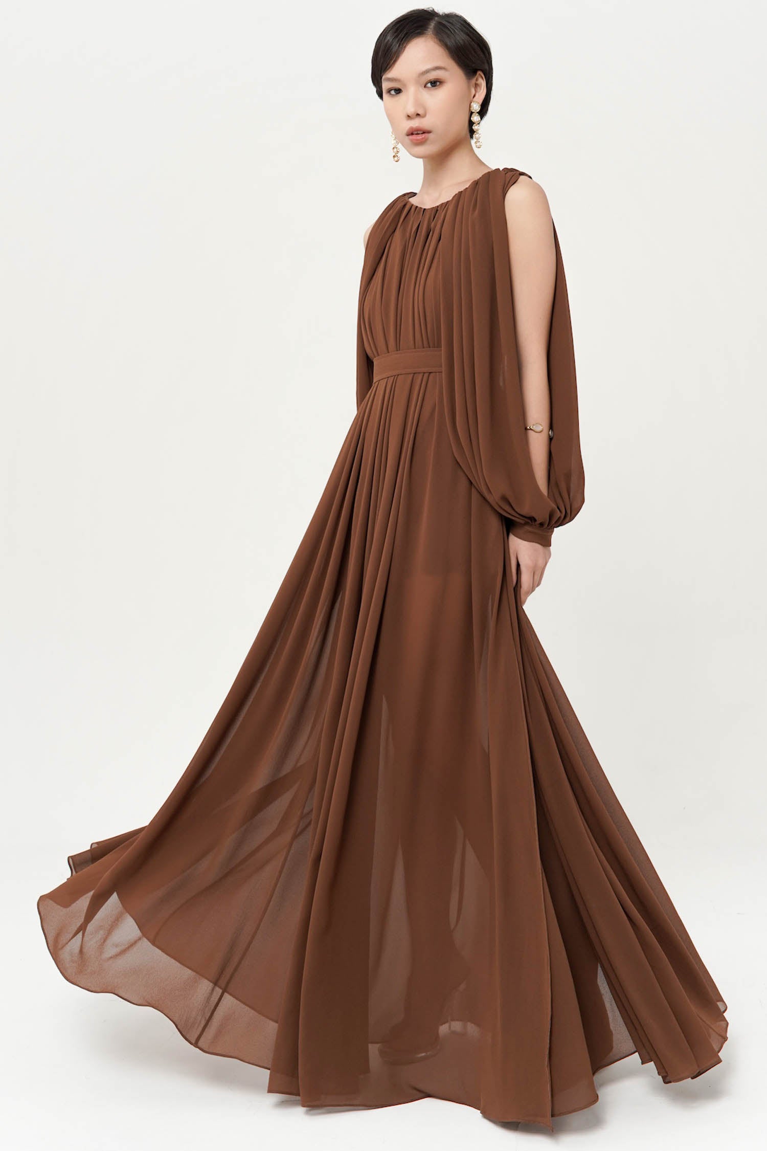 Charlot Dress in Coffee Brown