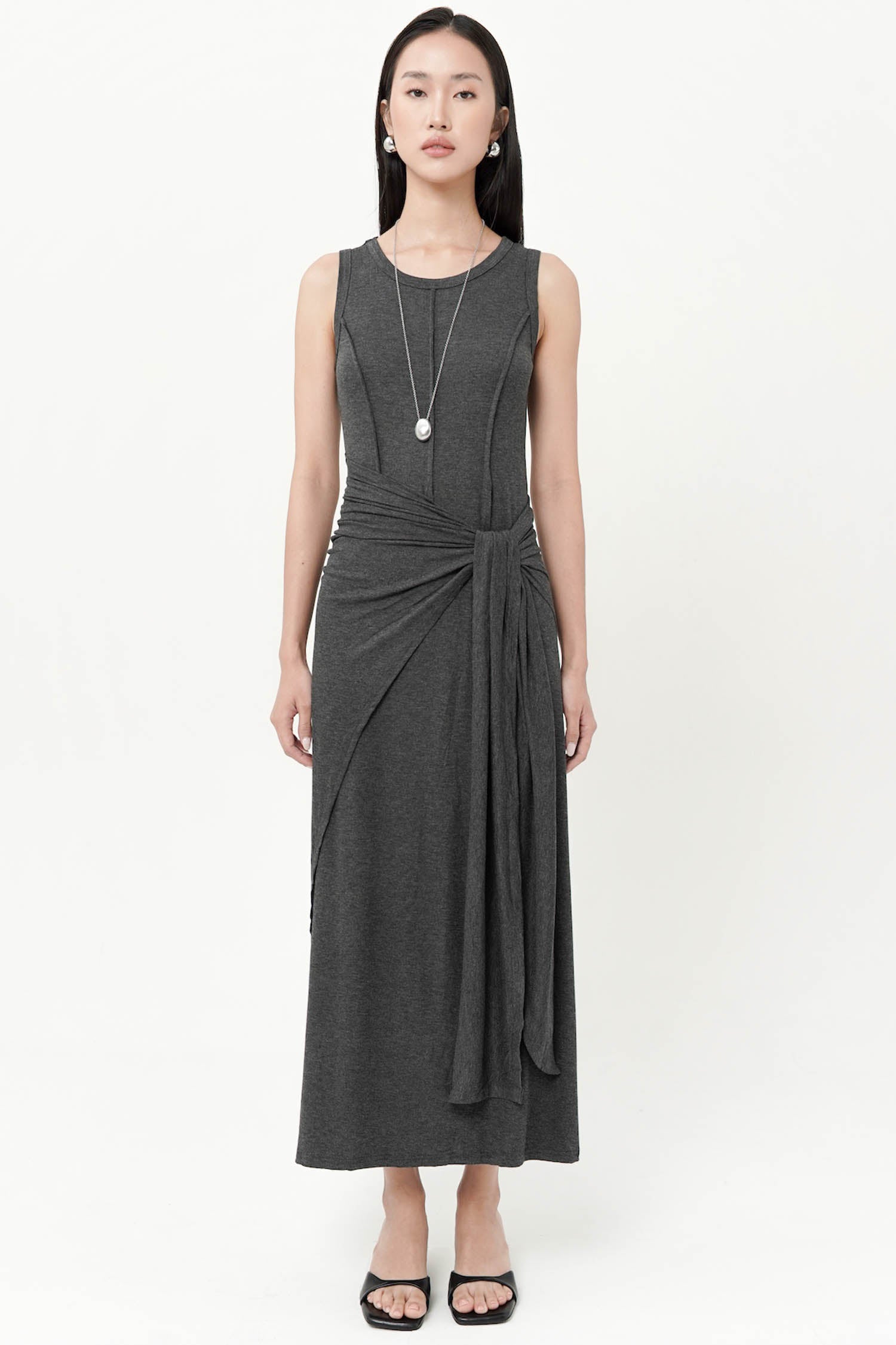 Carmella Midi Dress In Dark Grey