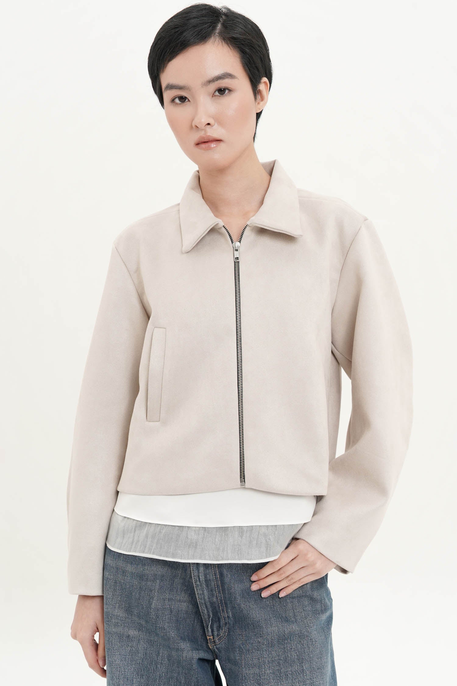 Riven Boxy Jacket In Stone