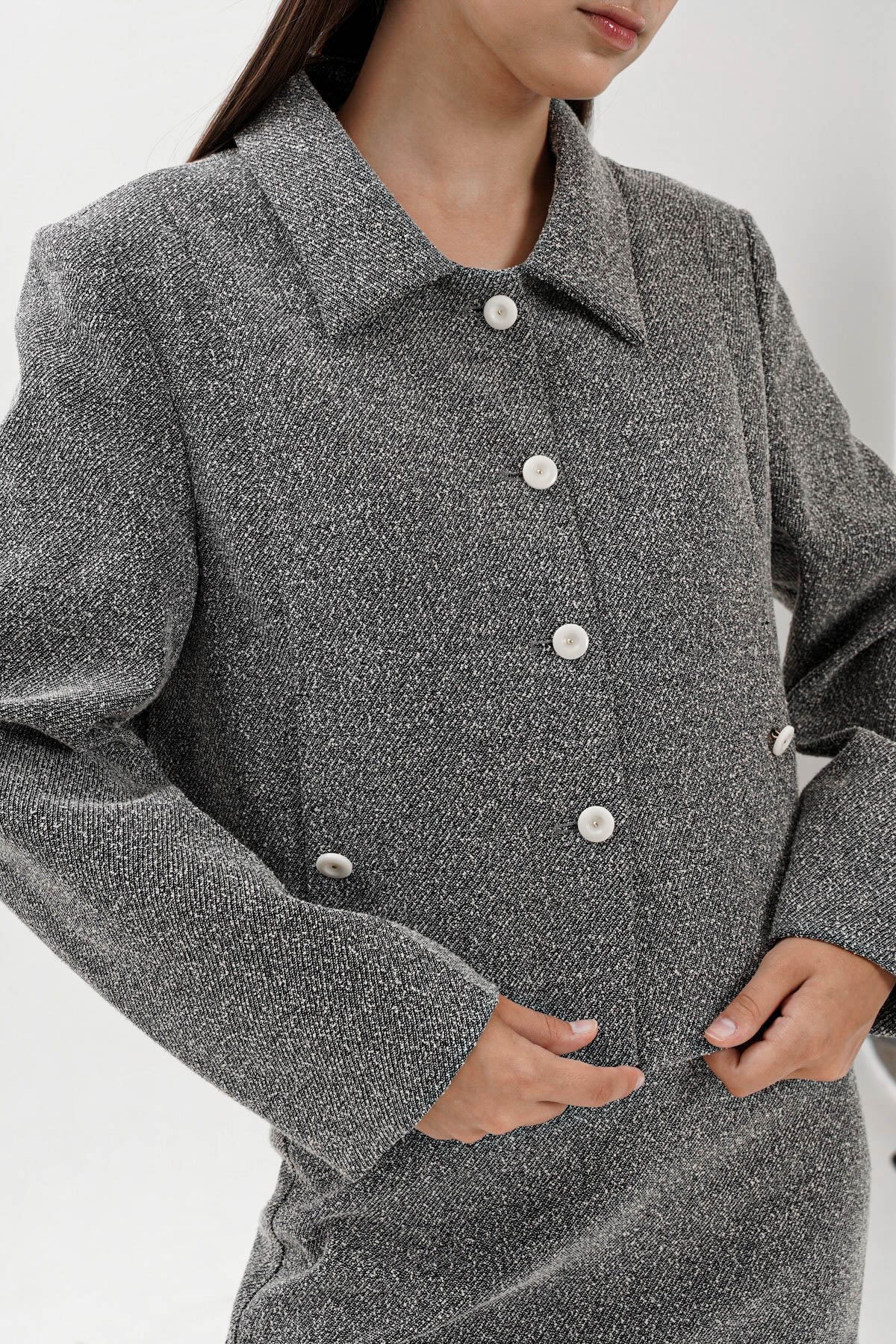 Oriane Crop Blazer In Grey