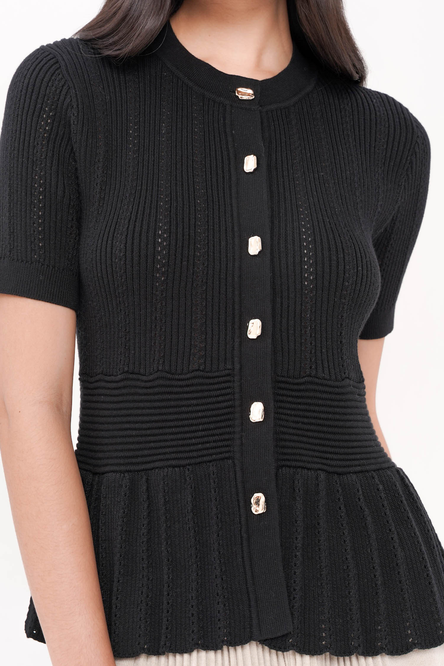 Prentice Ruffled-hem Top In Black