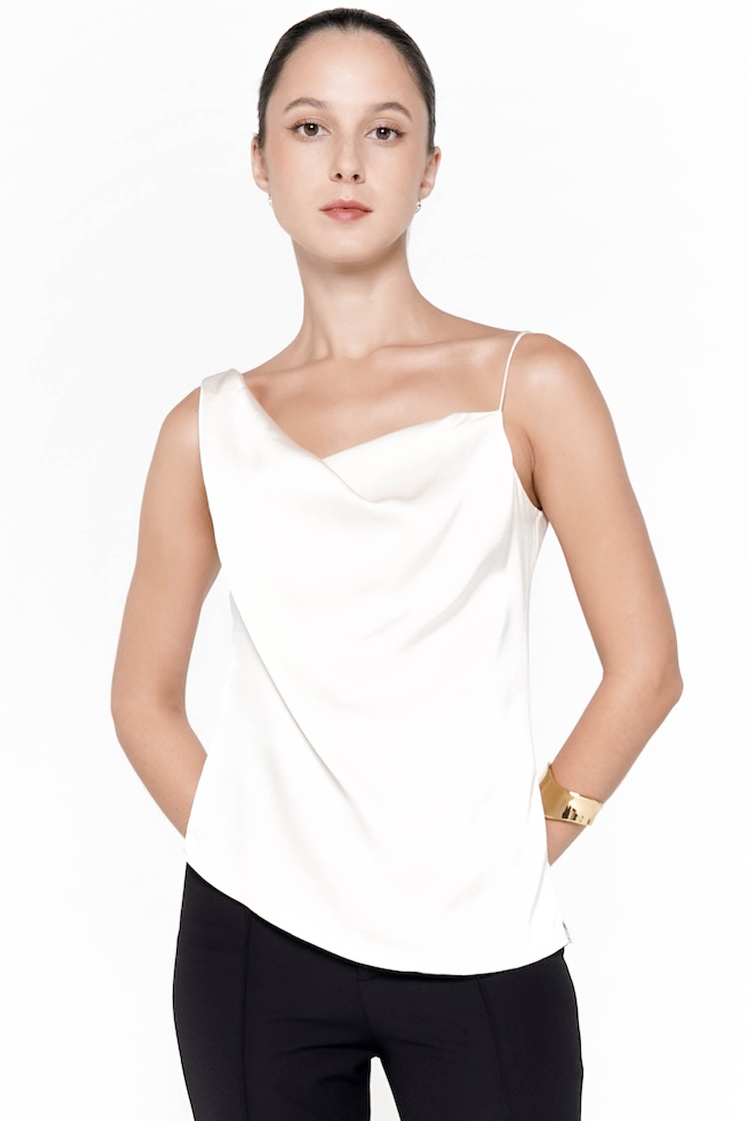 Mykonos Asymmetrical Top In Porcelain
