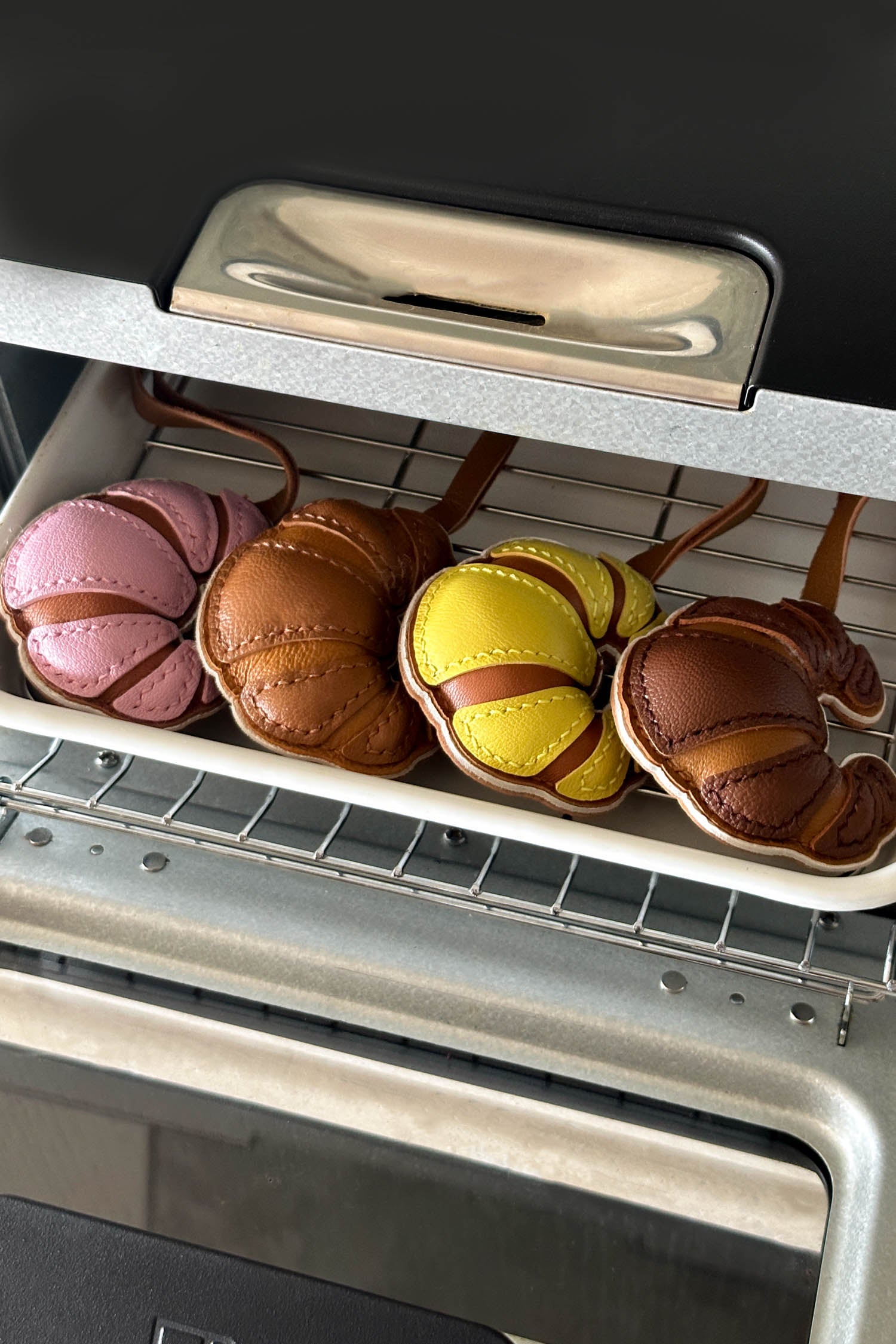 Maison Croissant Leather Charm In Butter