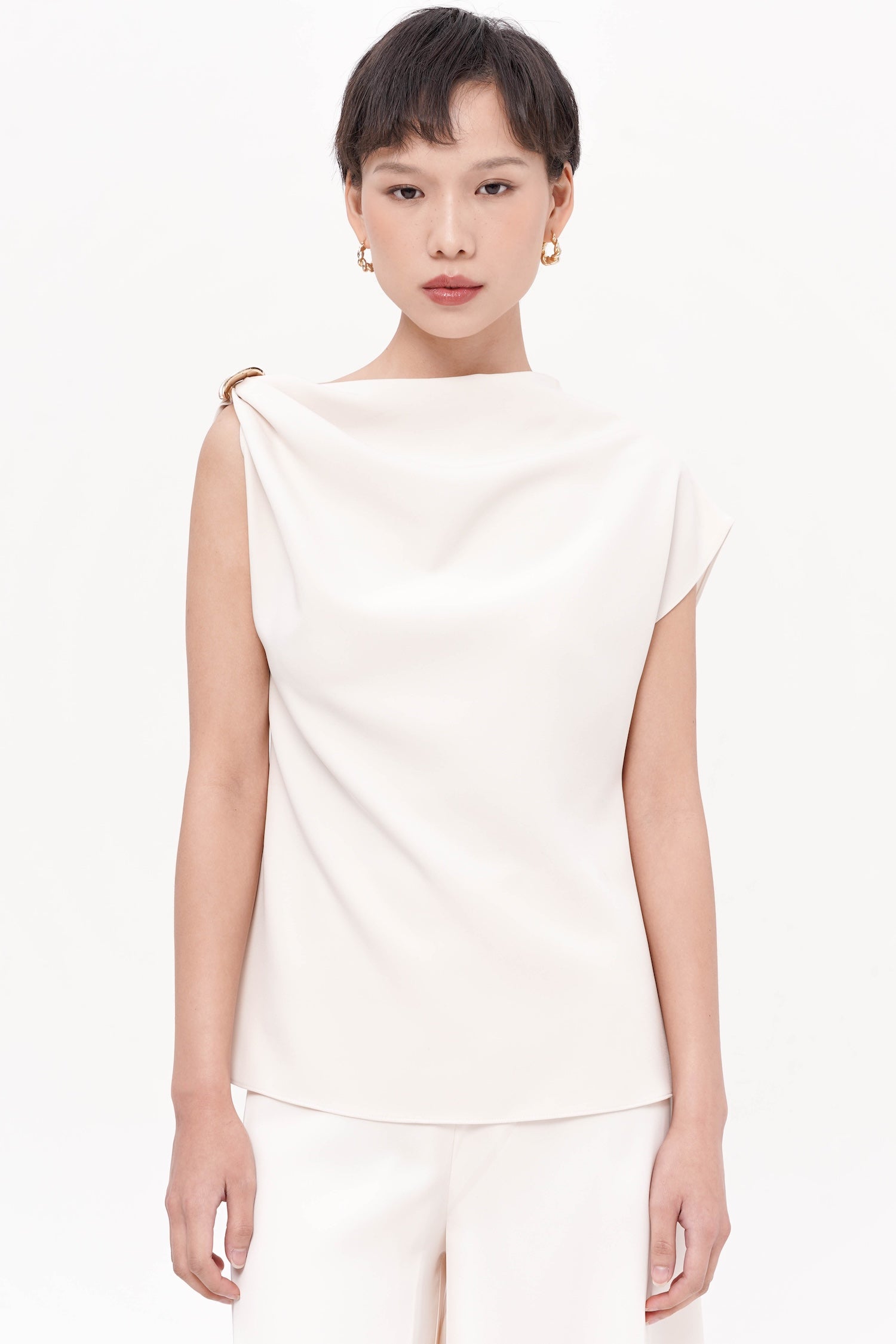 Ambrosia Drape Top In Porcelain