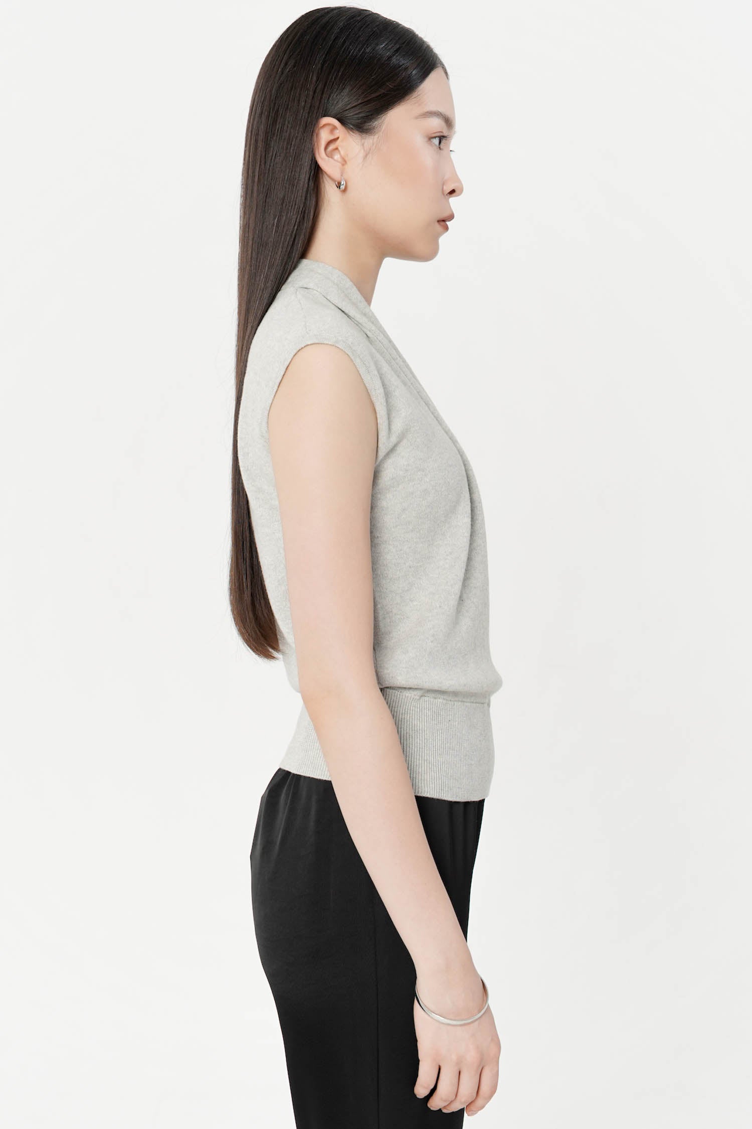 Ciren Wrap Top In Light Grey