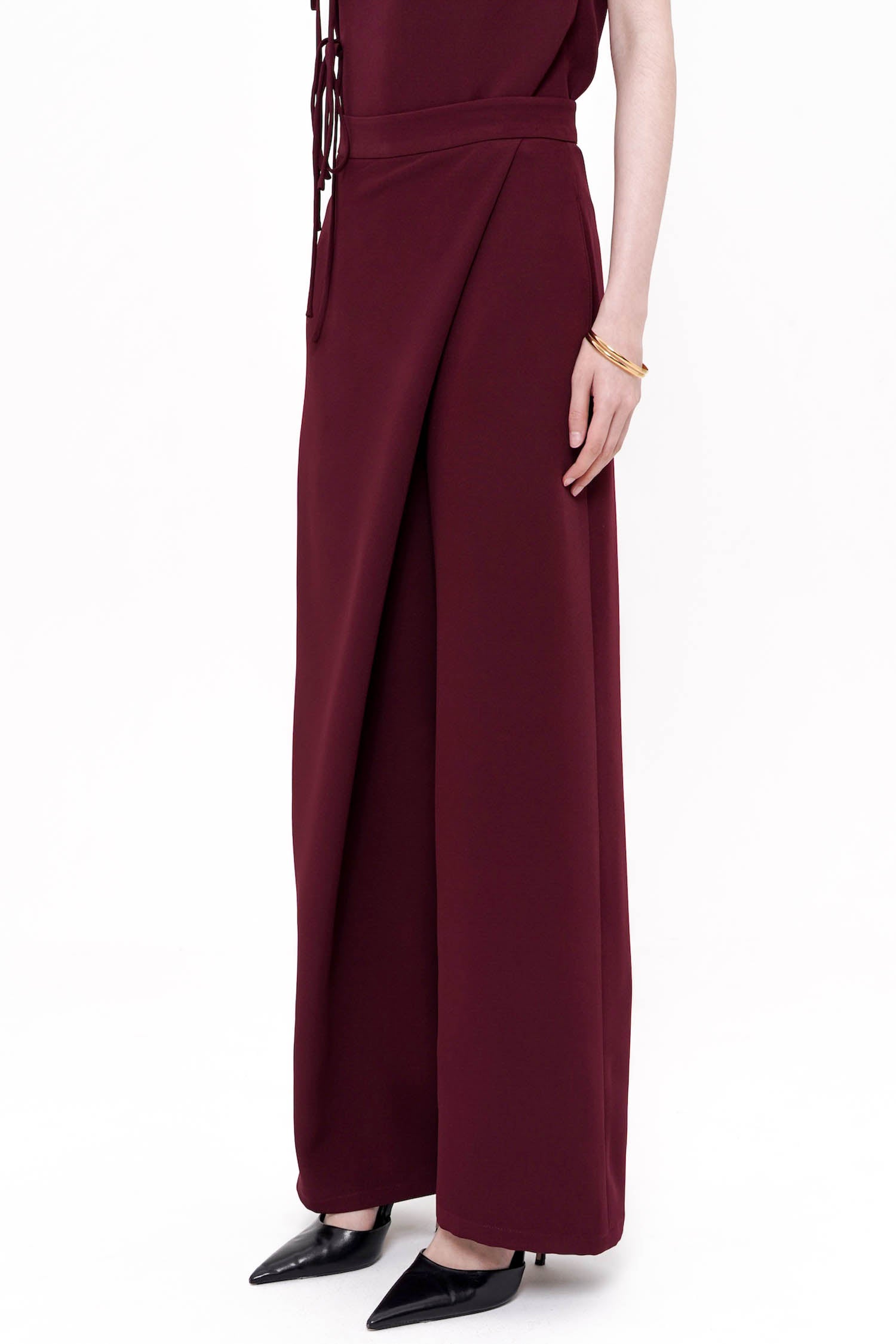 Song Wrapped Trousers In Maroon