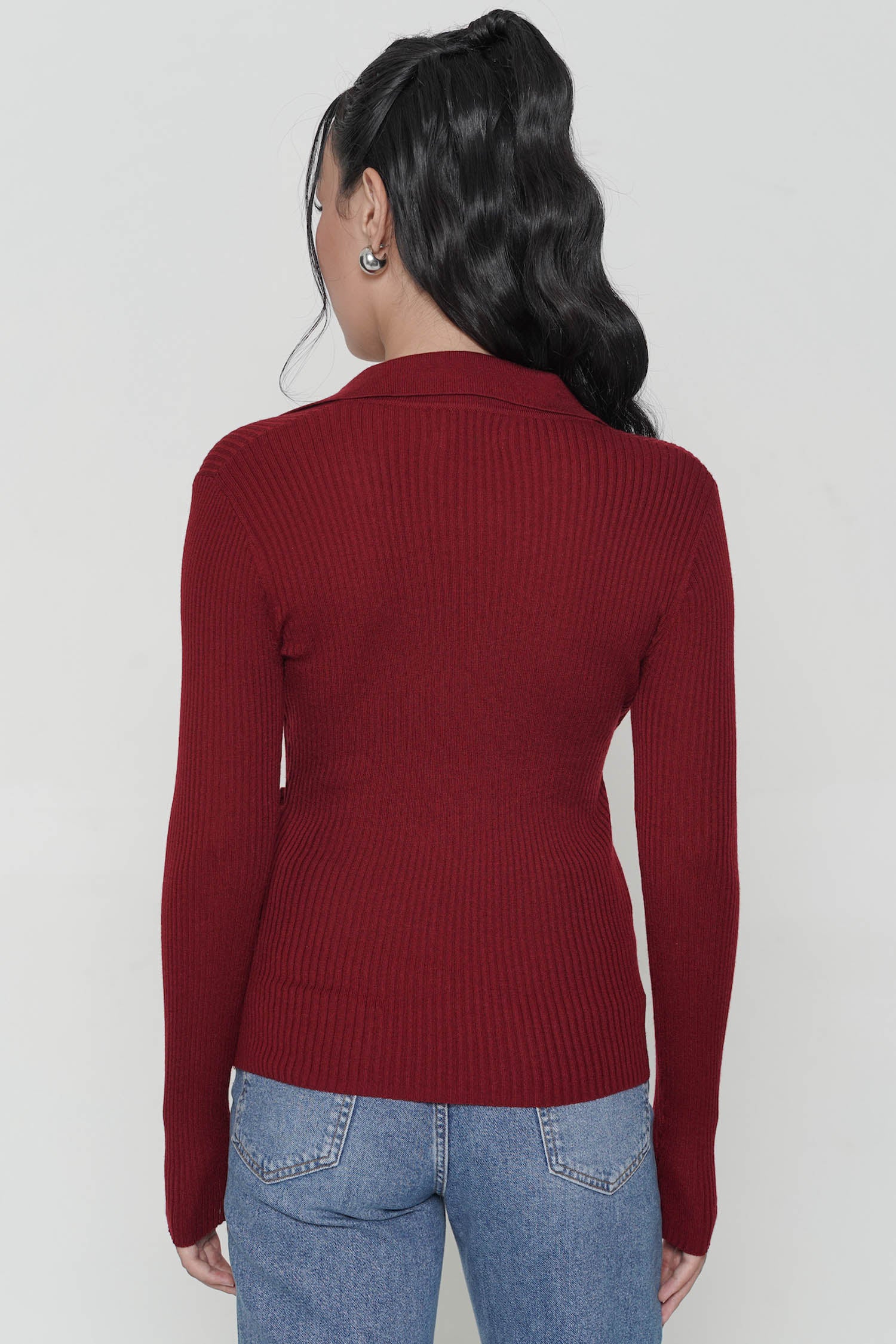 Izumi Wrap Top In Maroon