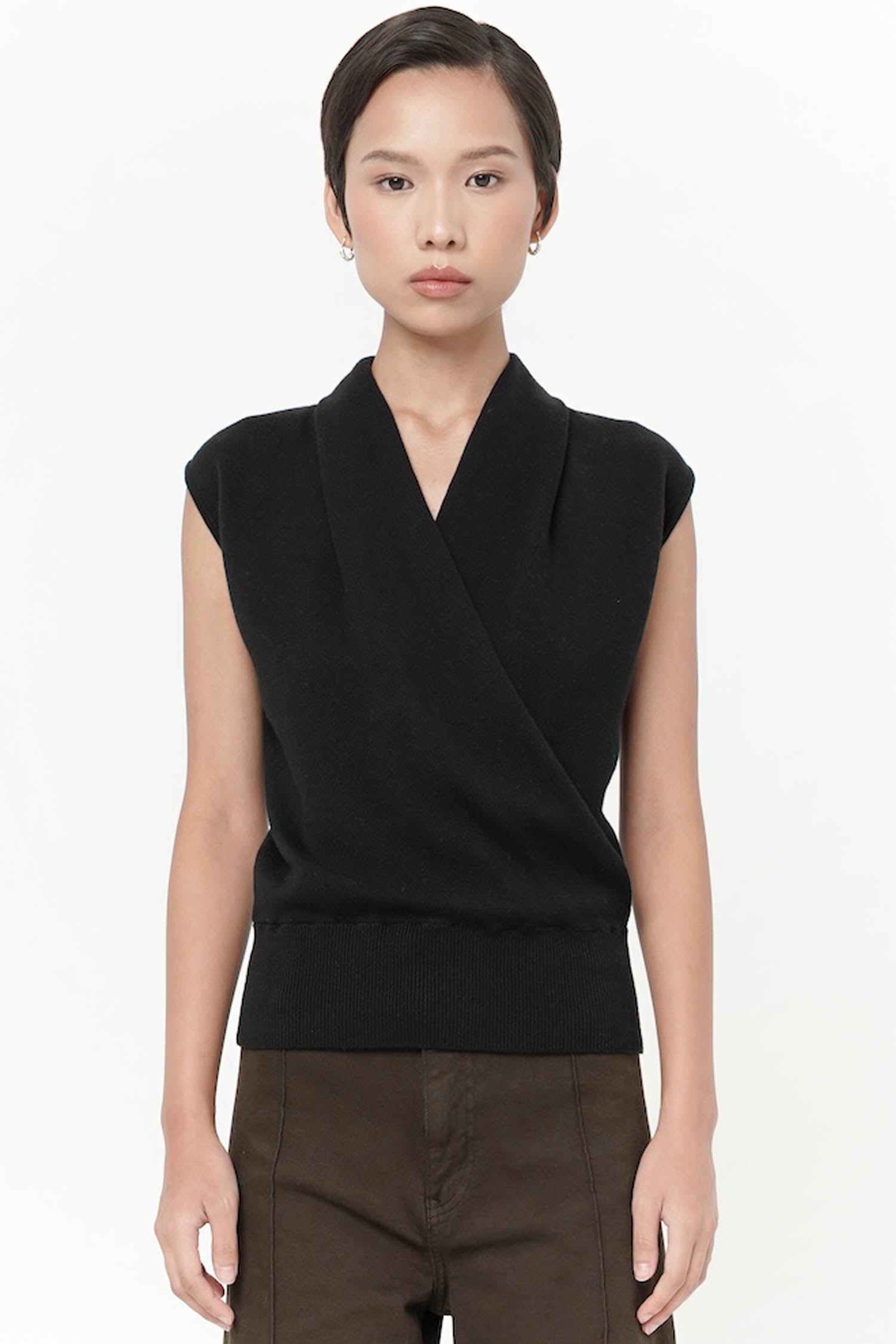 Osanna Wrap Knit Top In Black