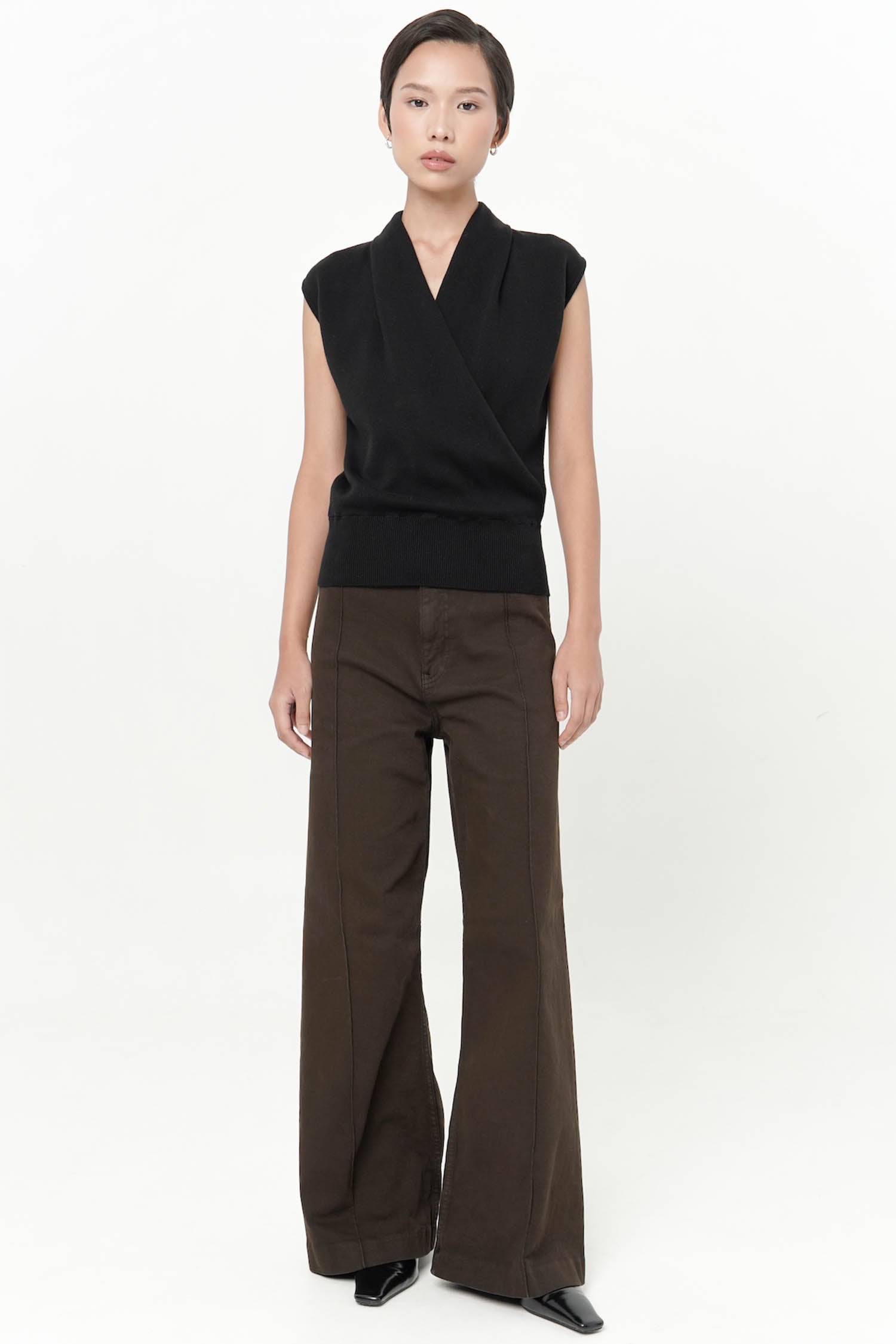 Osanna Wrap Knit Top In Black