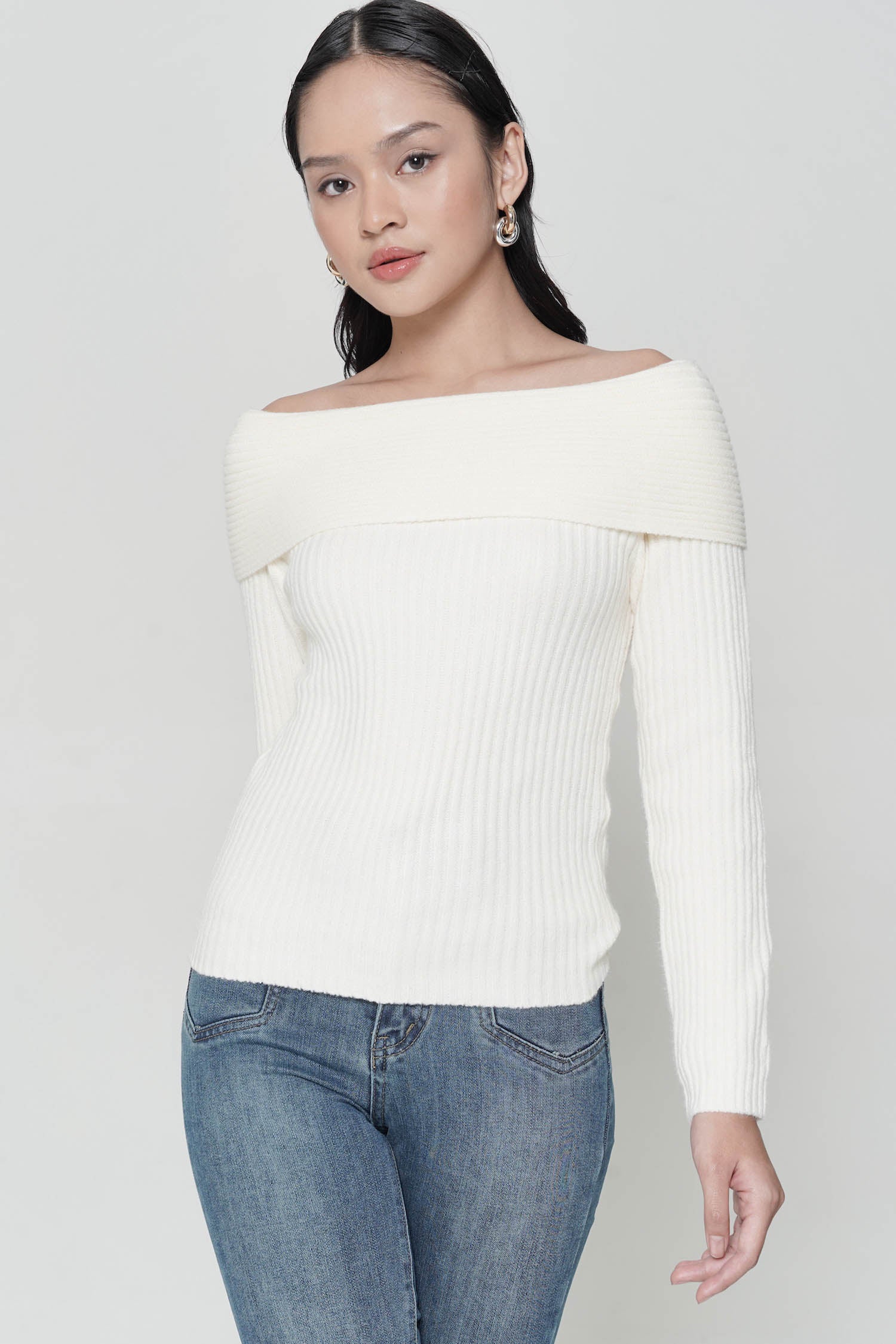 Feryn Off-shoulder Top In Creme