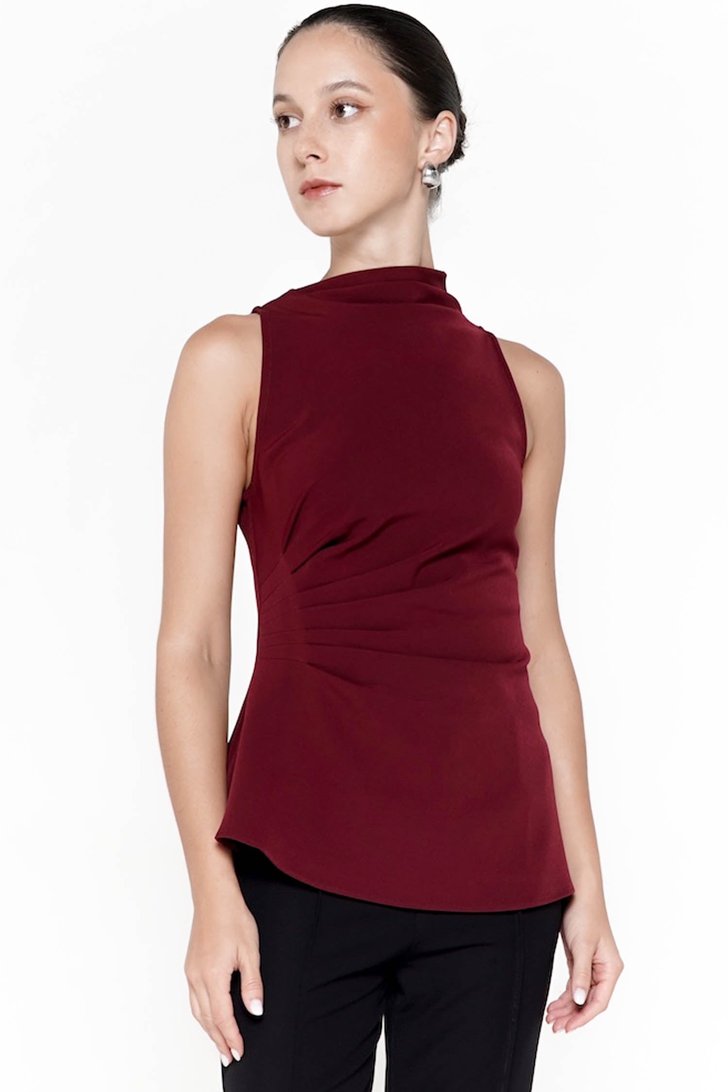 Vailla Cinched Top In Maroon