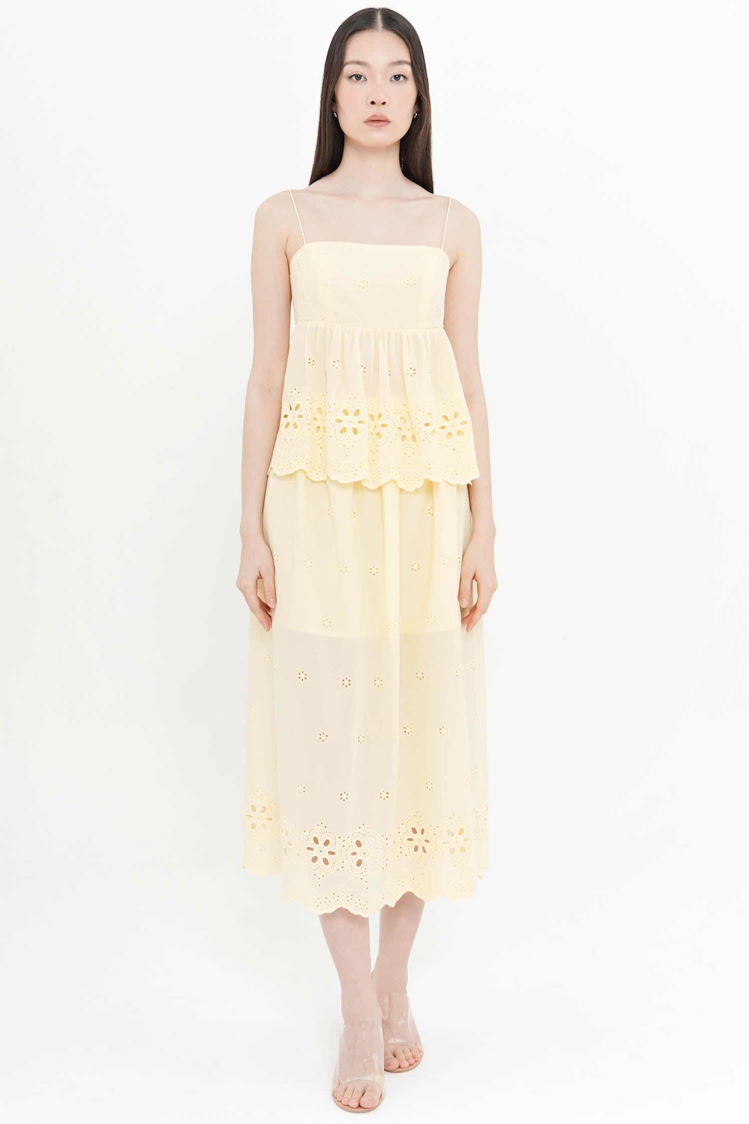 Nerina Embroidered Midi Skirt In Butter
