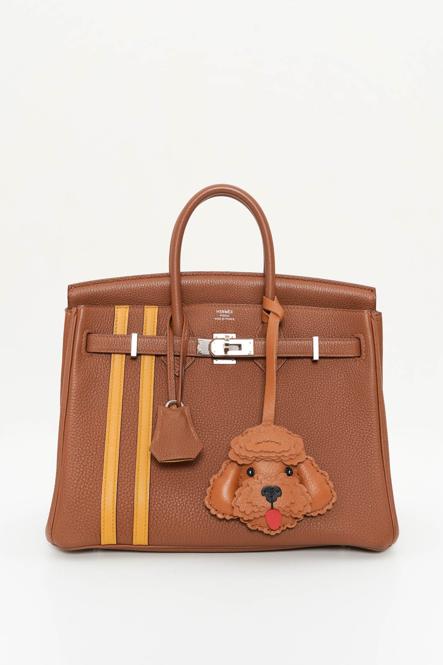 Le Fleur Poodle Leather Bag Charm In Brown