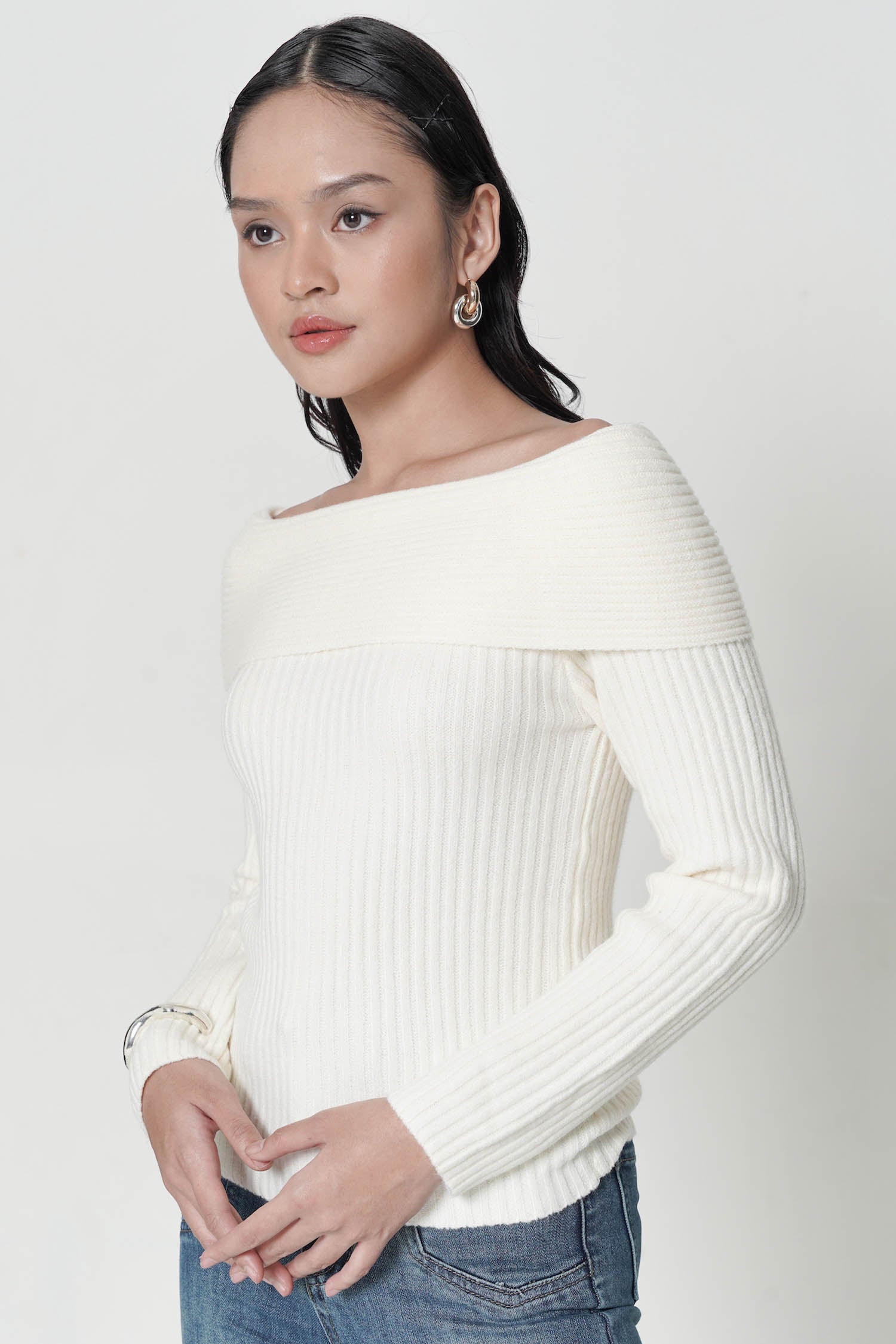 Feryn Off-shoulder Top In Creme