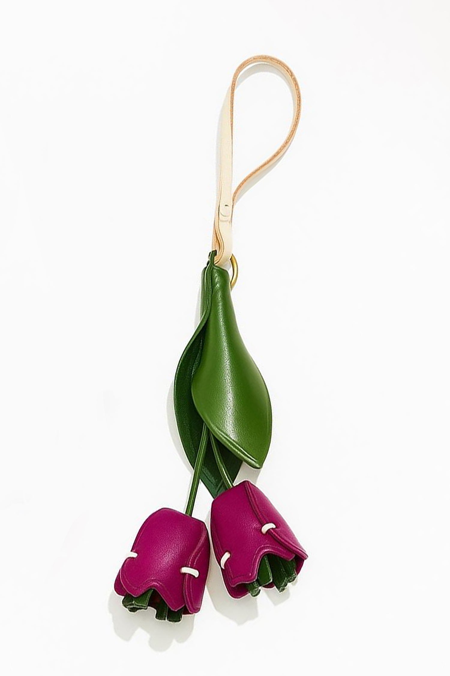Tulip Petal Bloom Leather Charm In Plum