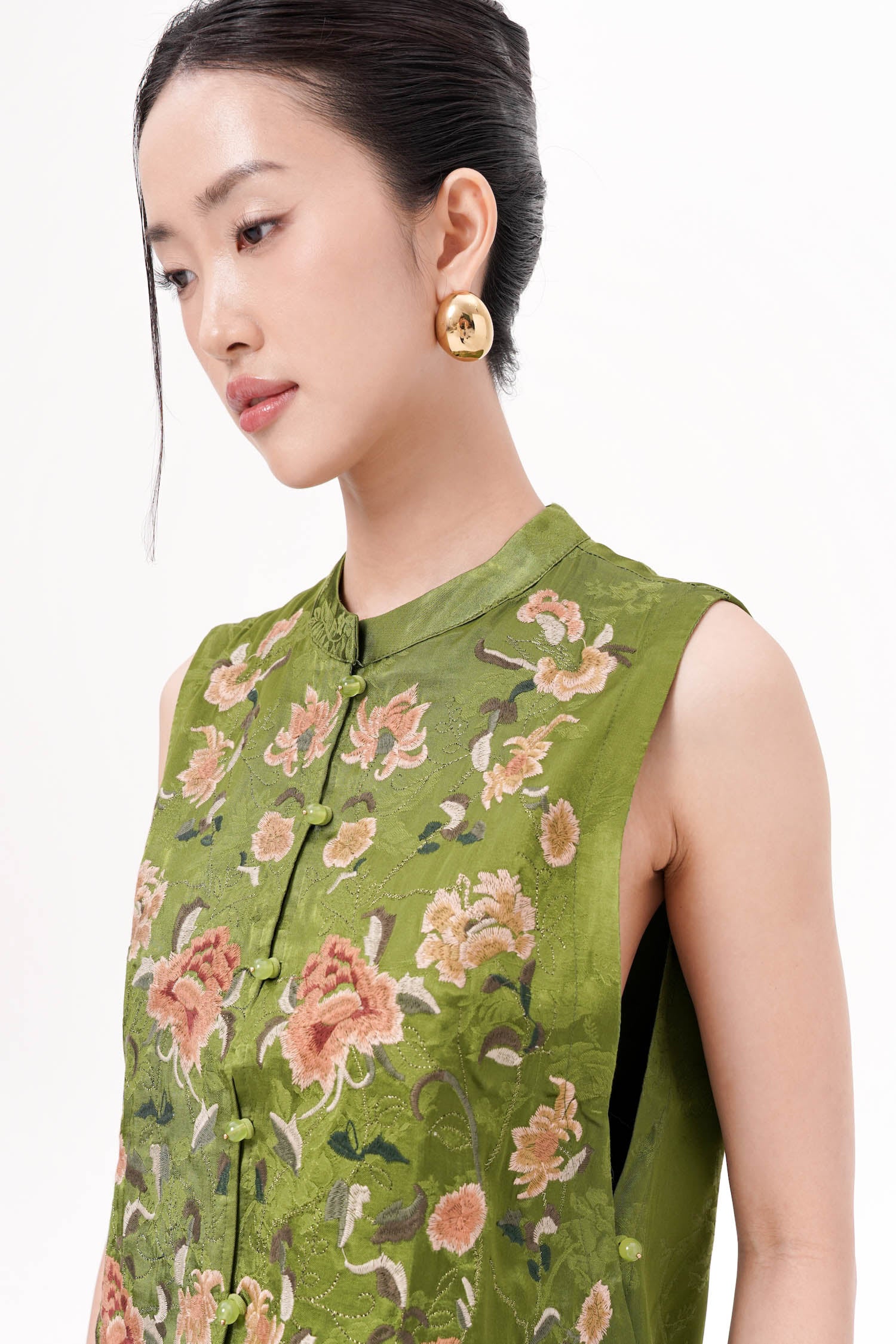 Lihua Qipao Vest In Green