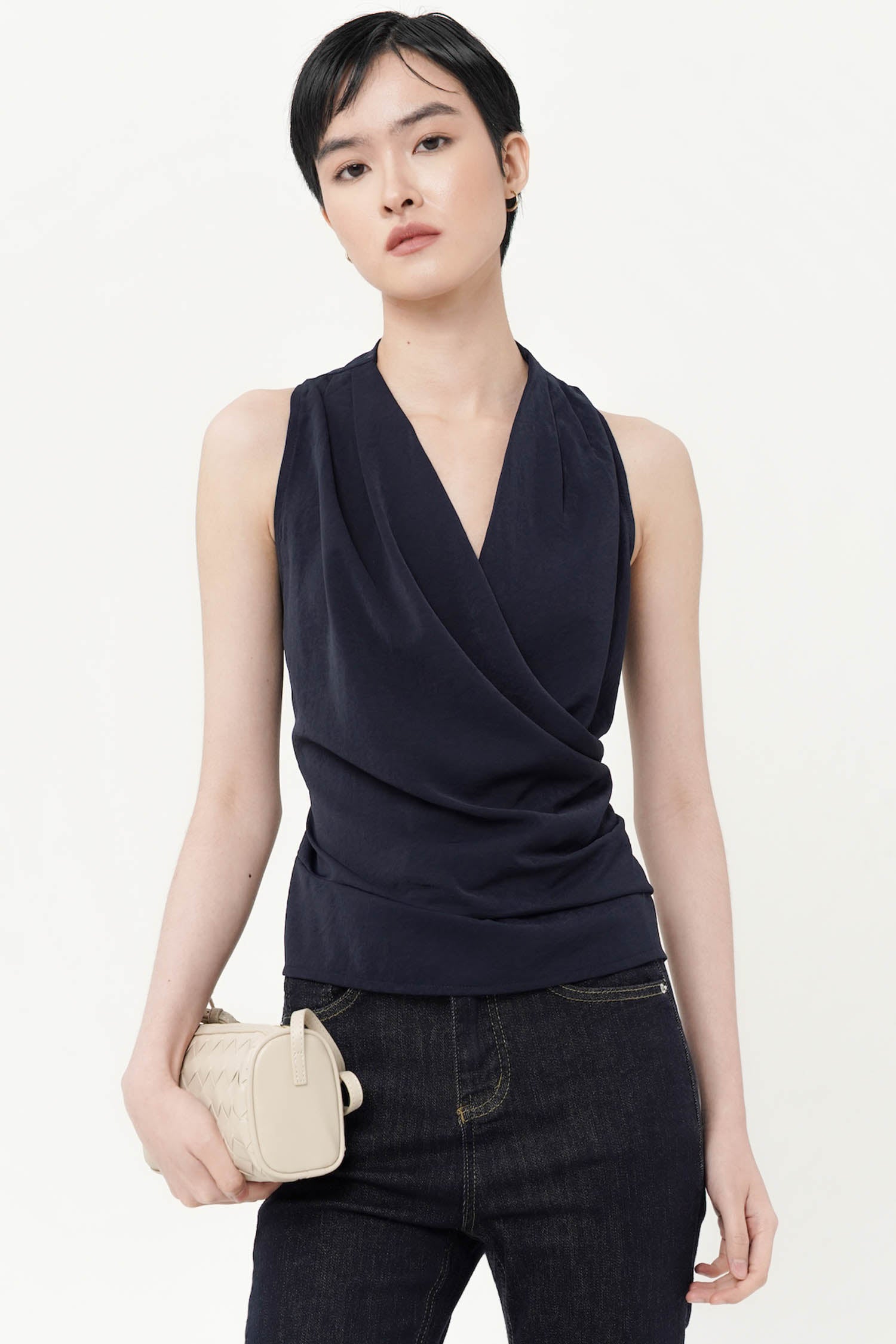 Ribadeo Wrap Top In Navy