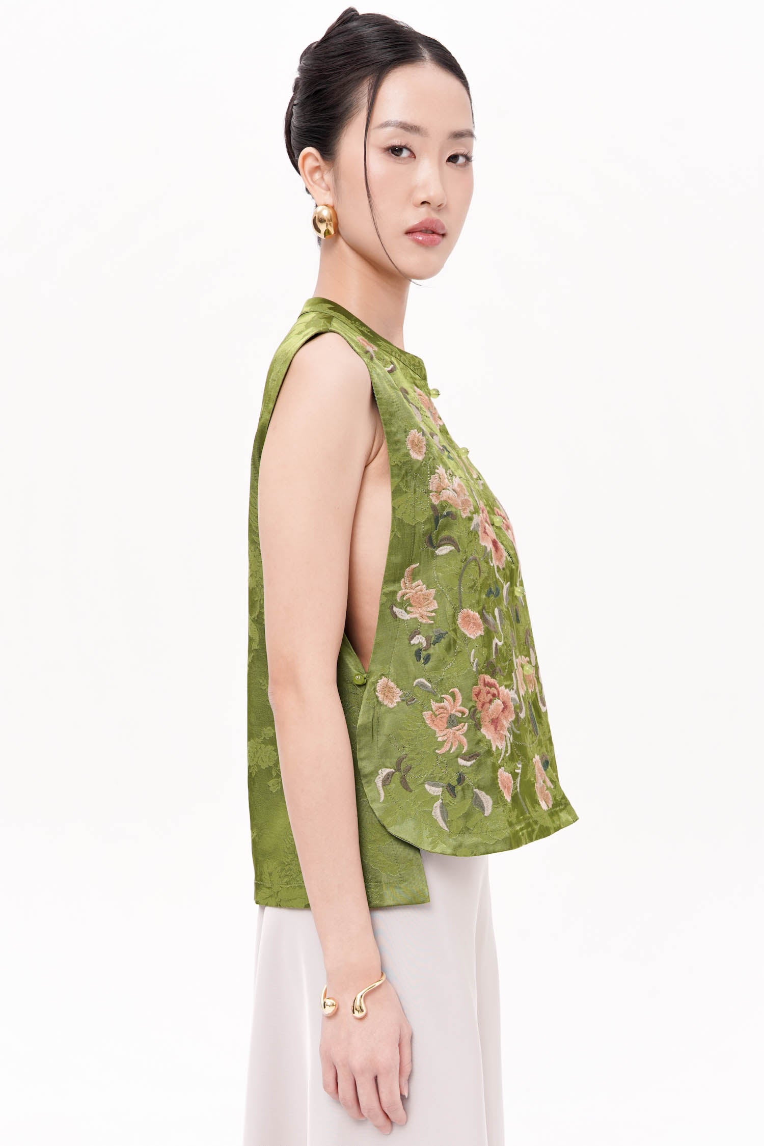 Lihua Qipao Vest In Green