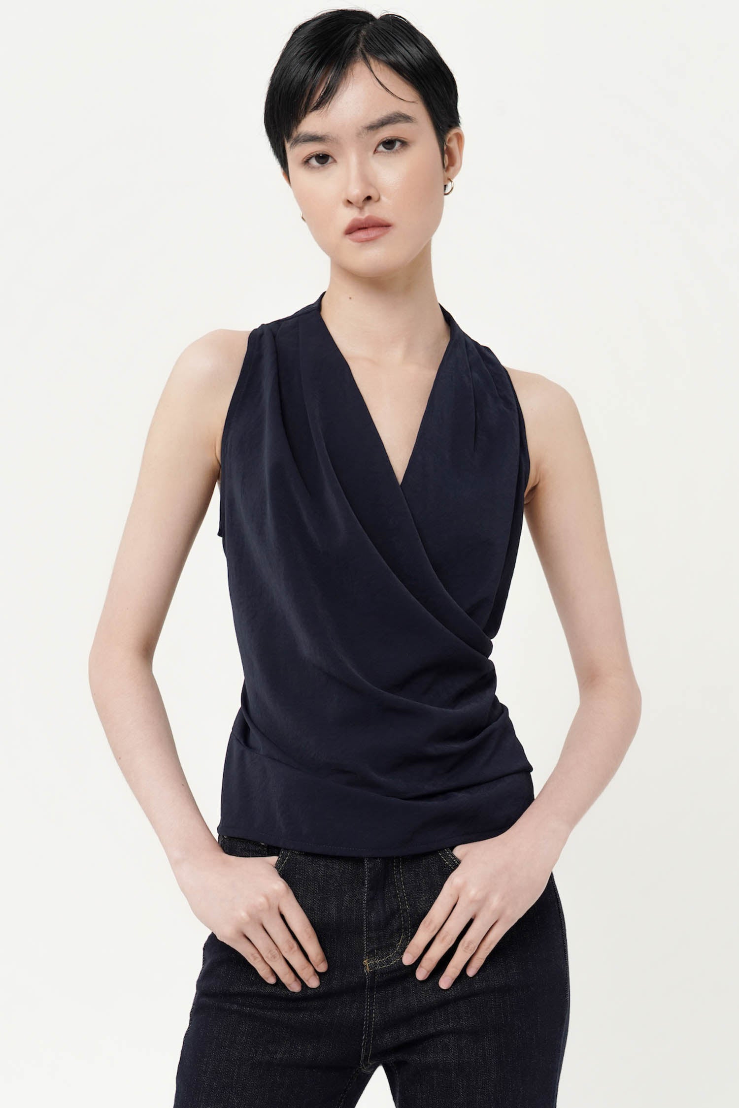 Ribadeo Wrap Top In Navy