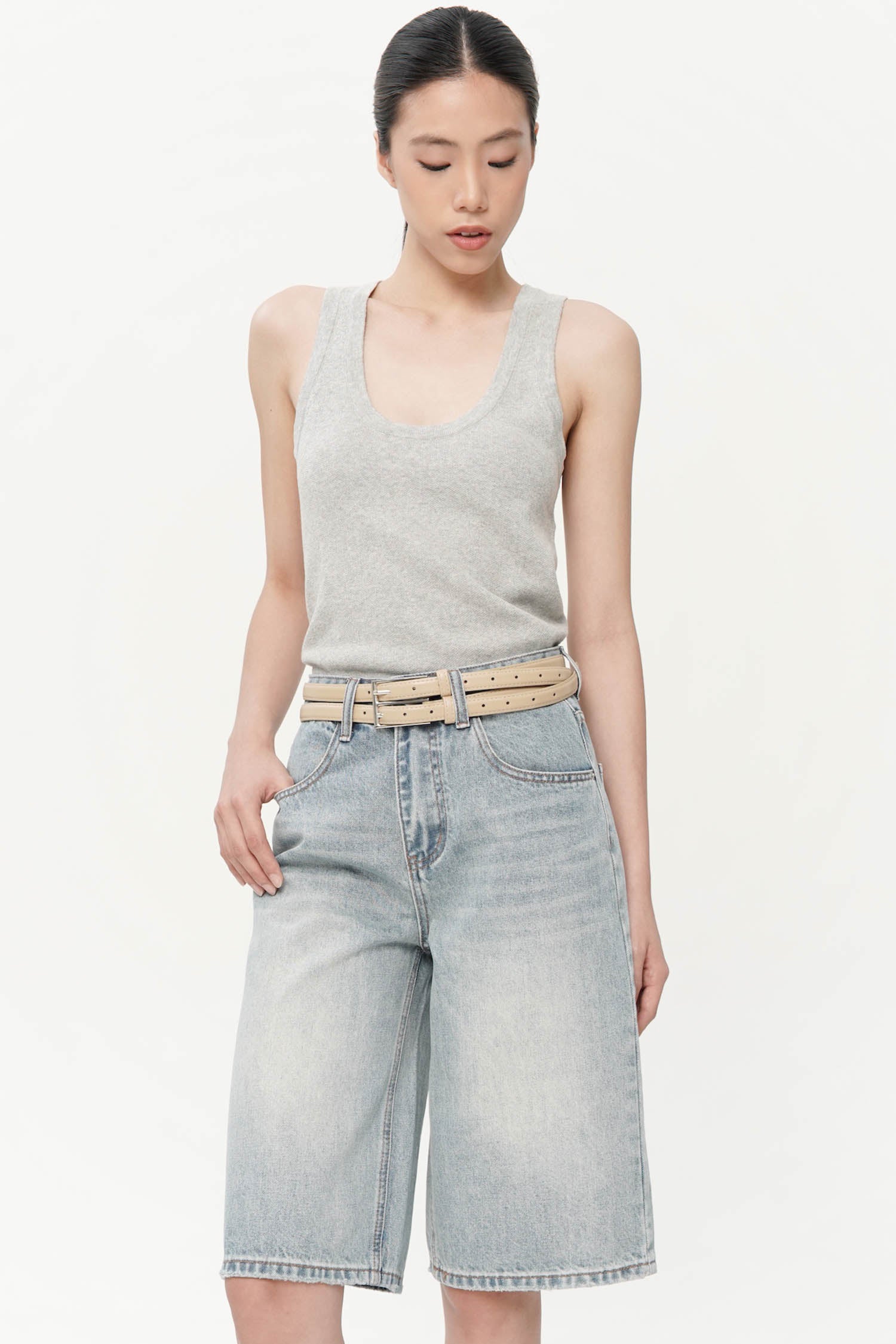 Carson Bermuda Jeans In Blue Denim