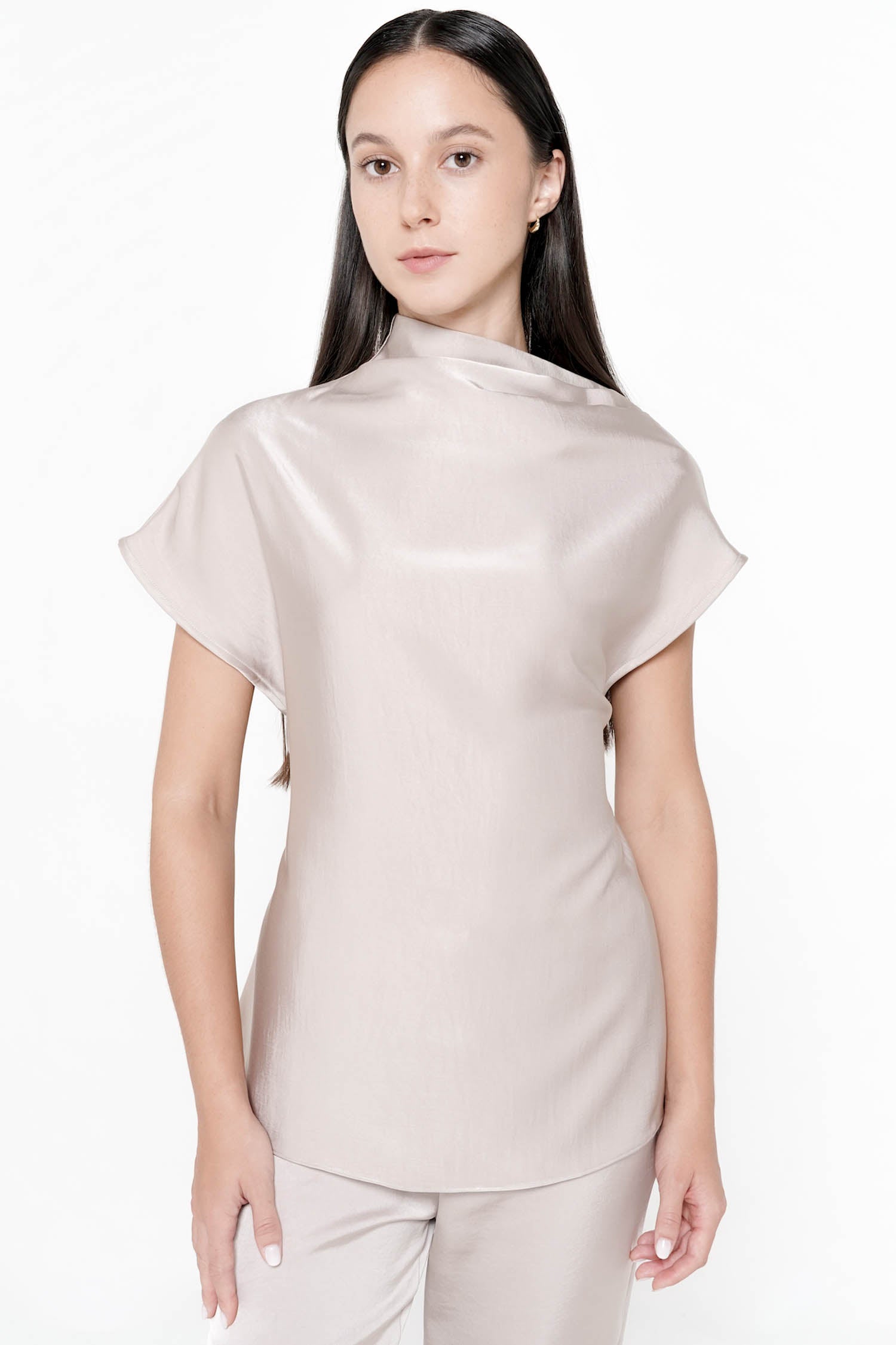 Salomi Drape Blouse In Etoupe