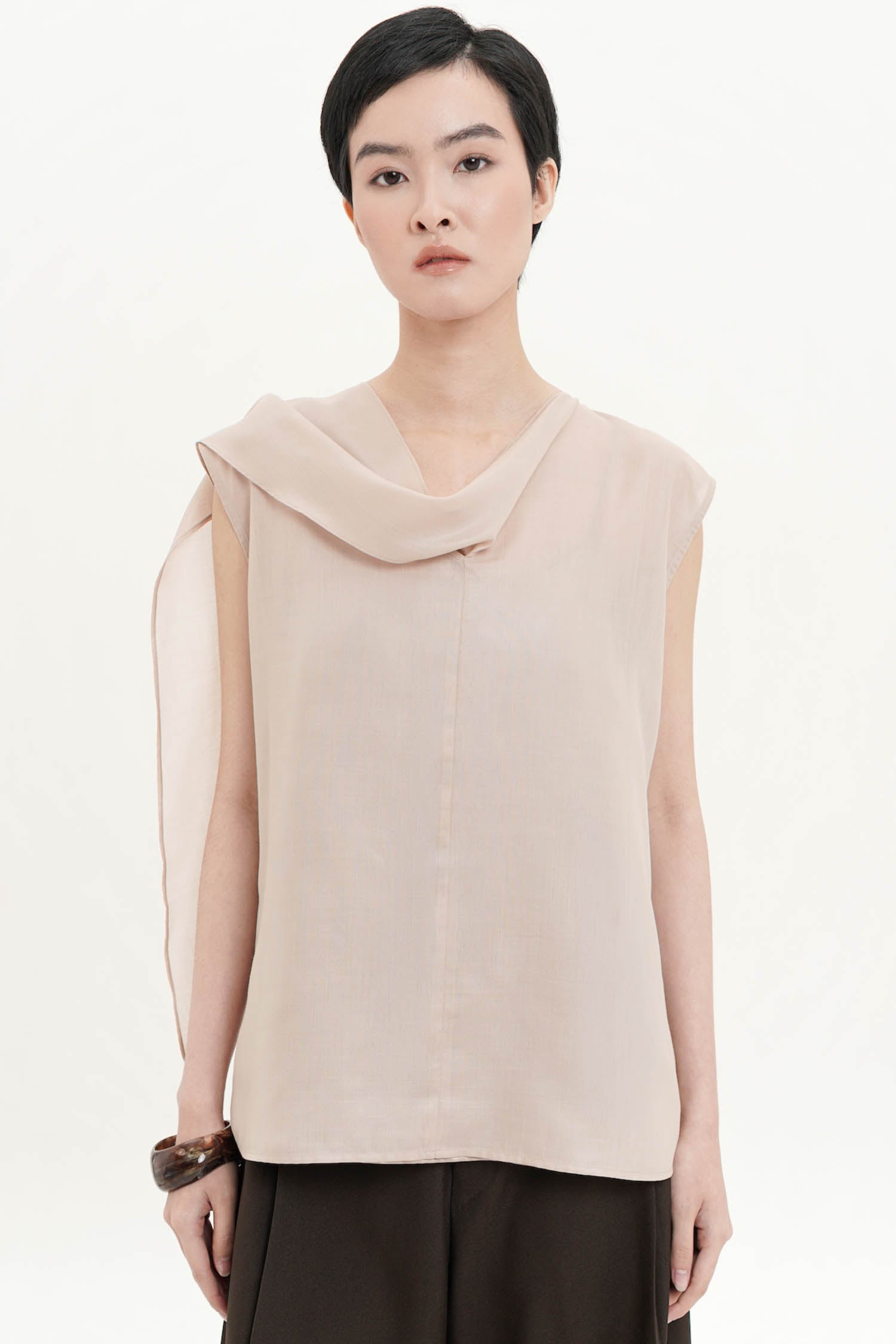 Hydra Drape Top In Nude