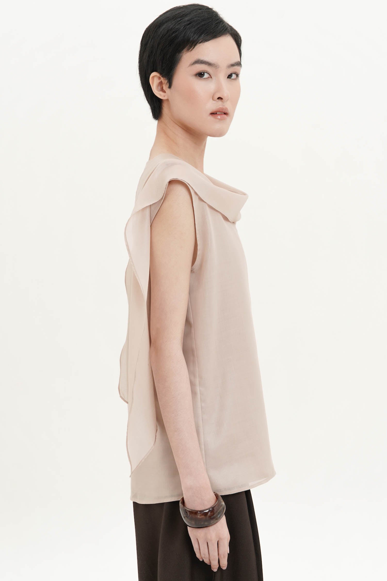Hydra Drape Top In Nude