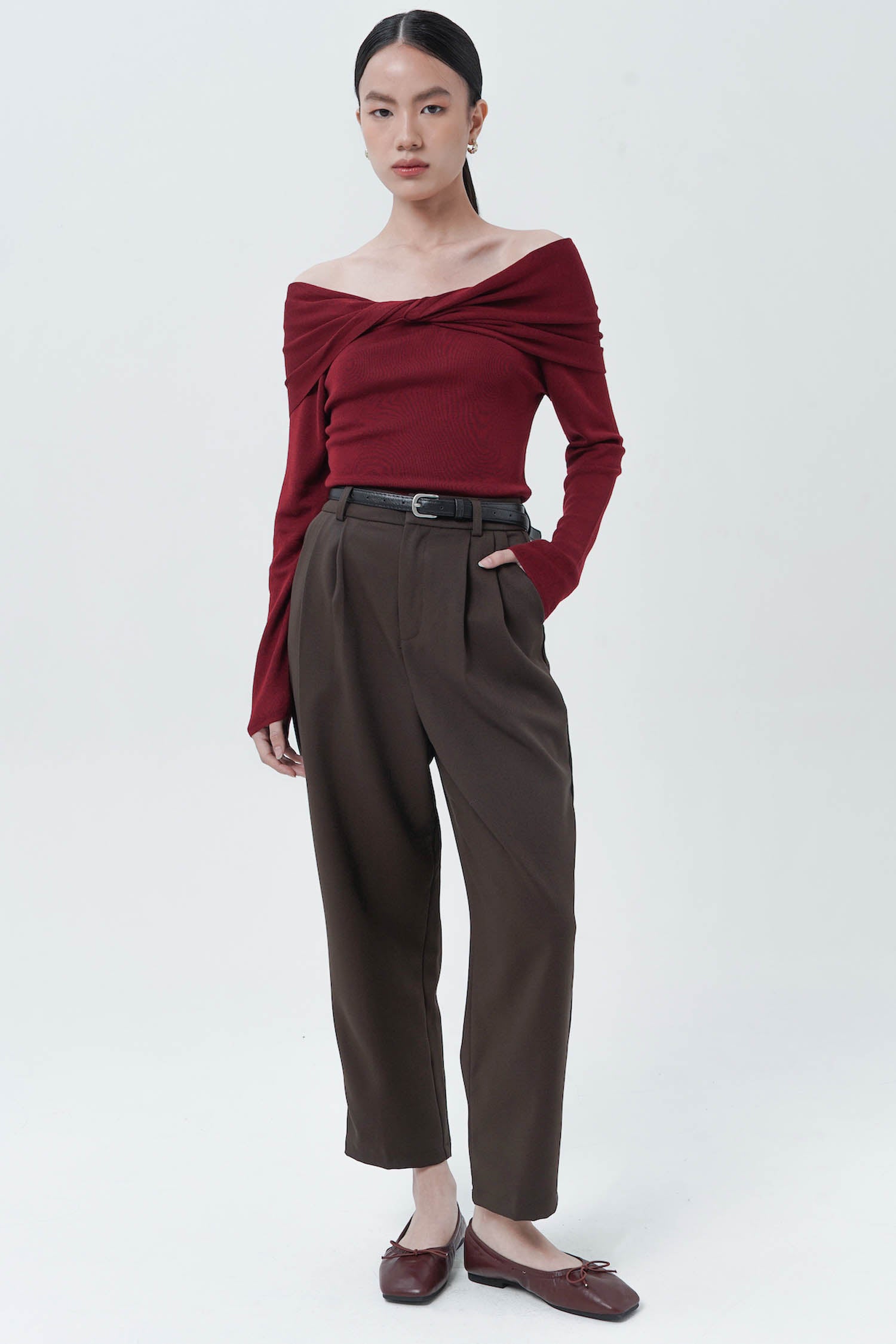 Juniper Belted Trousers In Brown