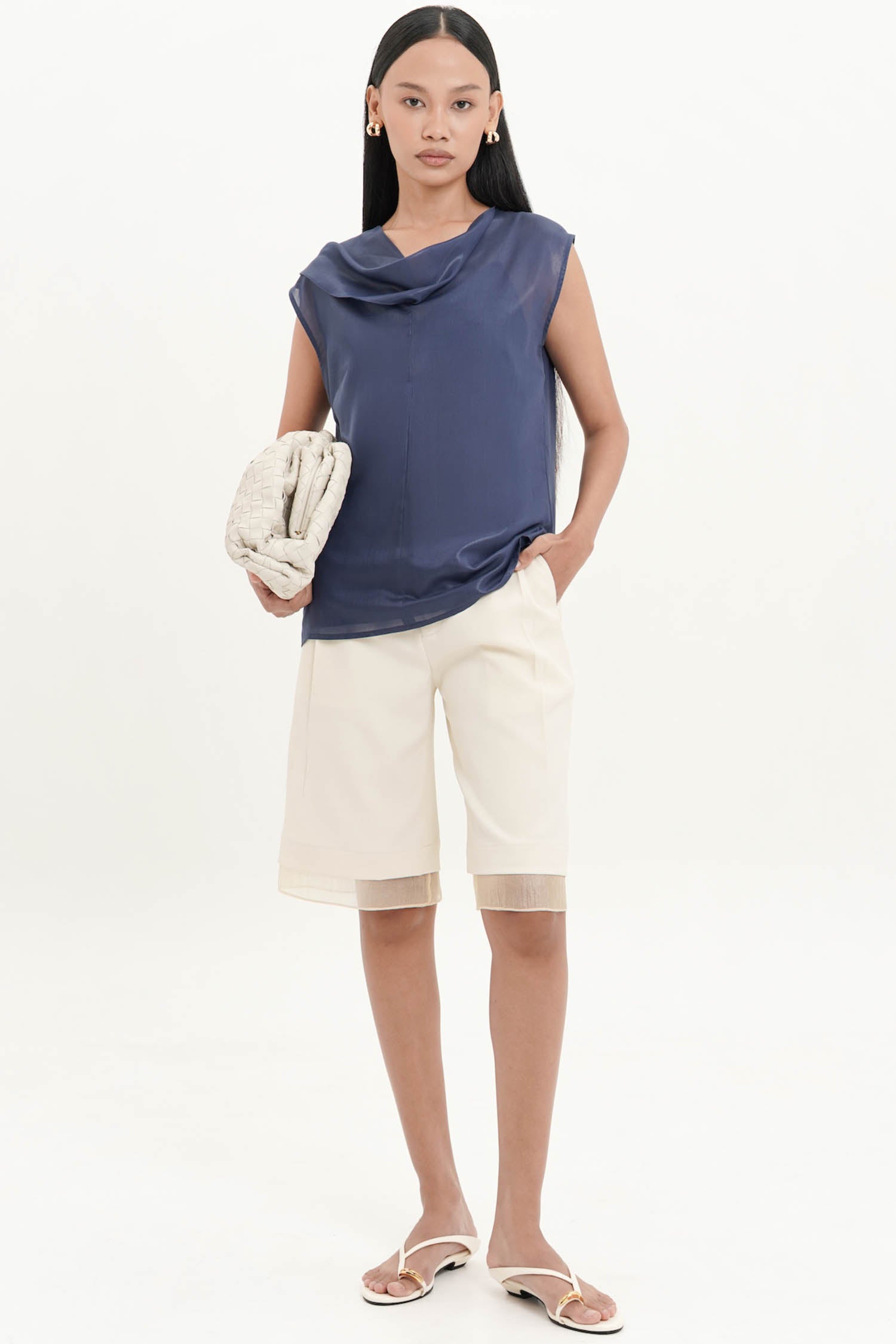 Hydra Drape Top In Navy