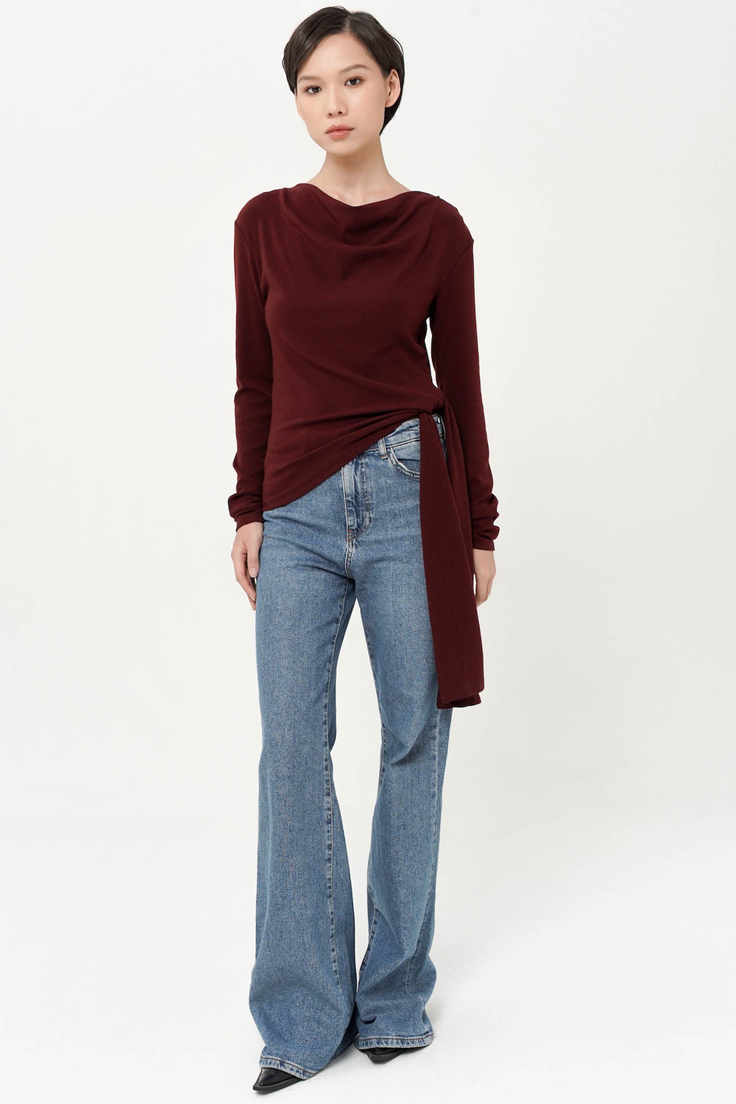 Viper Draped Top In Wine