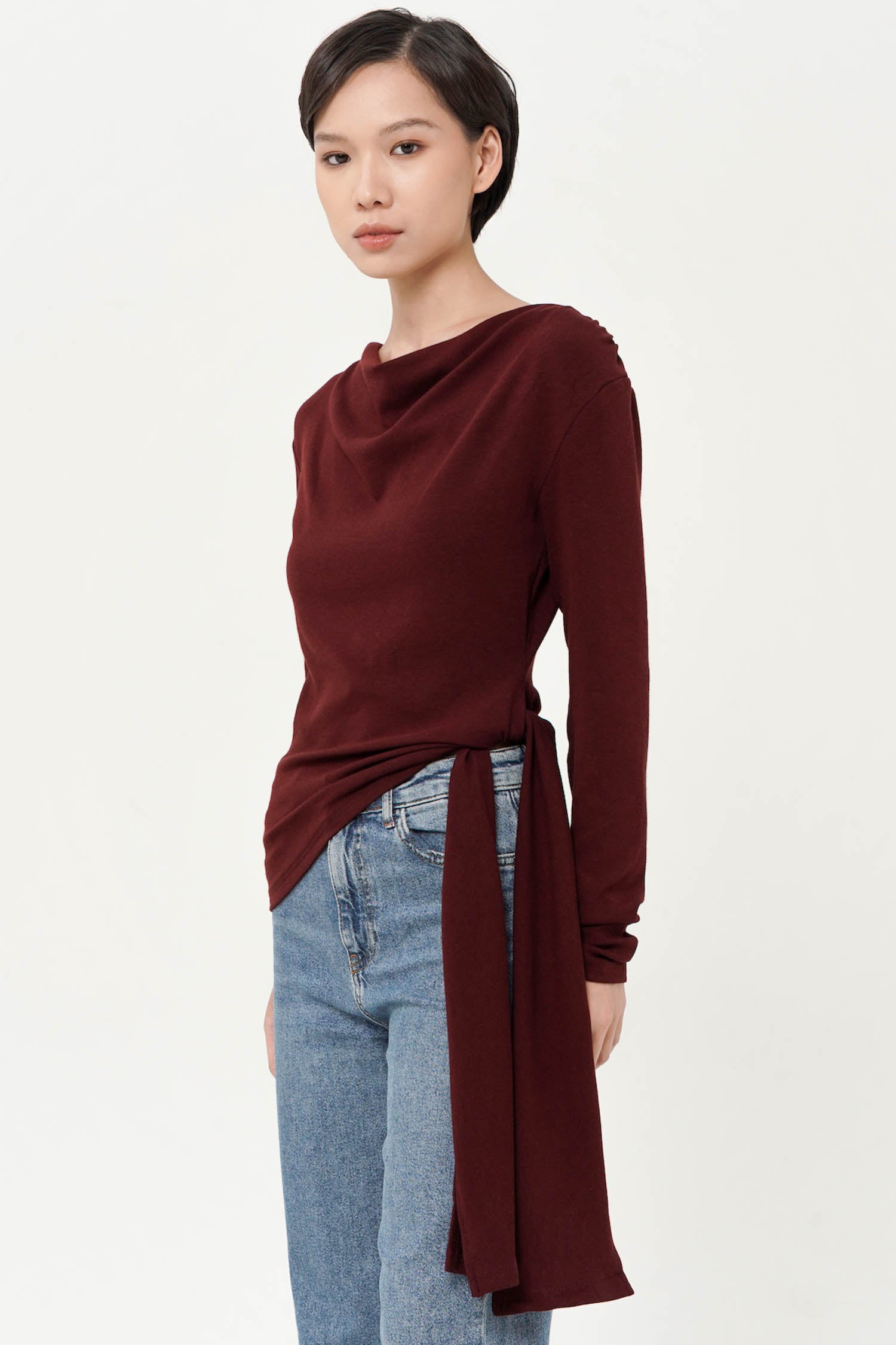 Viper Draped Top In Wine