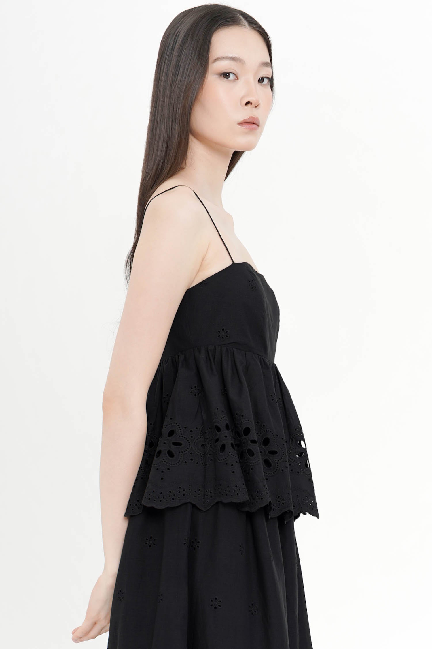 Nerina Embroidered Top In Black