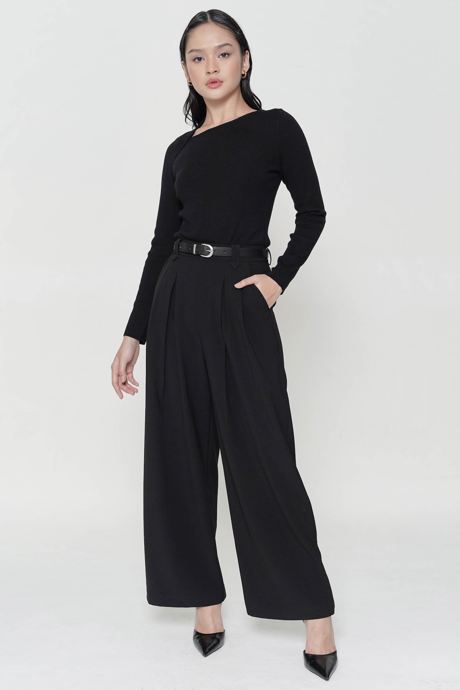 Walter Belted Trousers In Black (S&L LEFT)