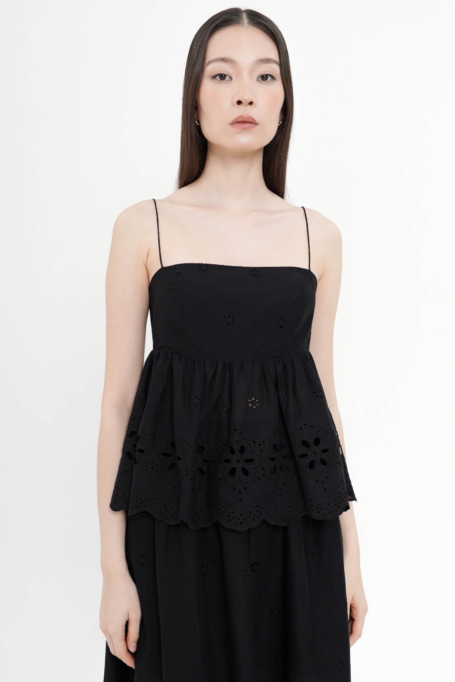 Nerina Embroidered Top In Black