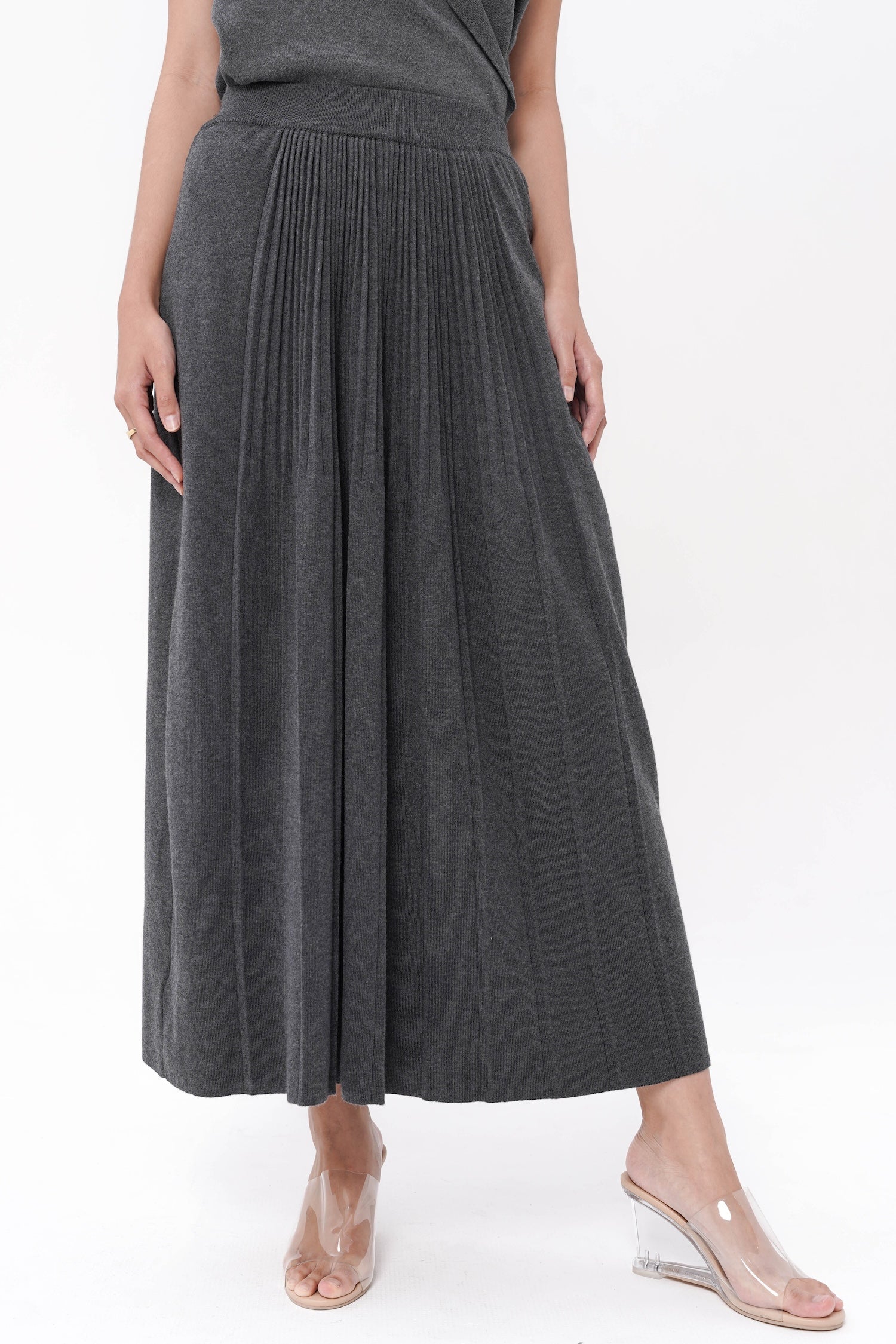 Serena Maxi Knit Skirt In Dark Grey