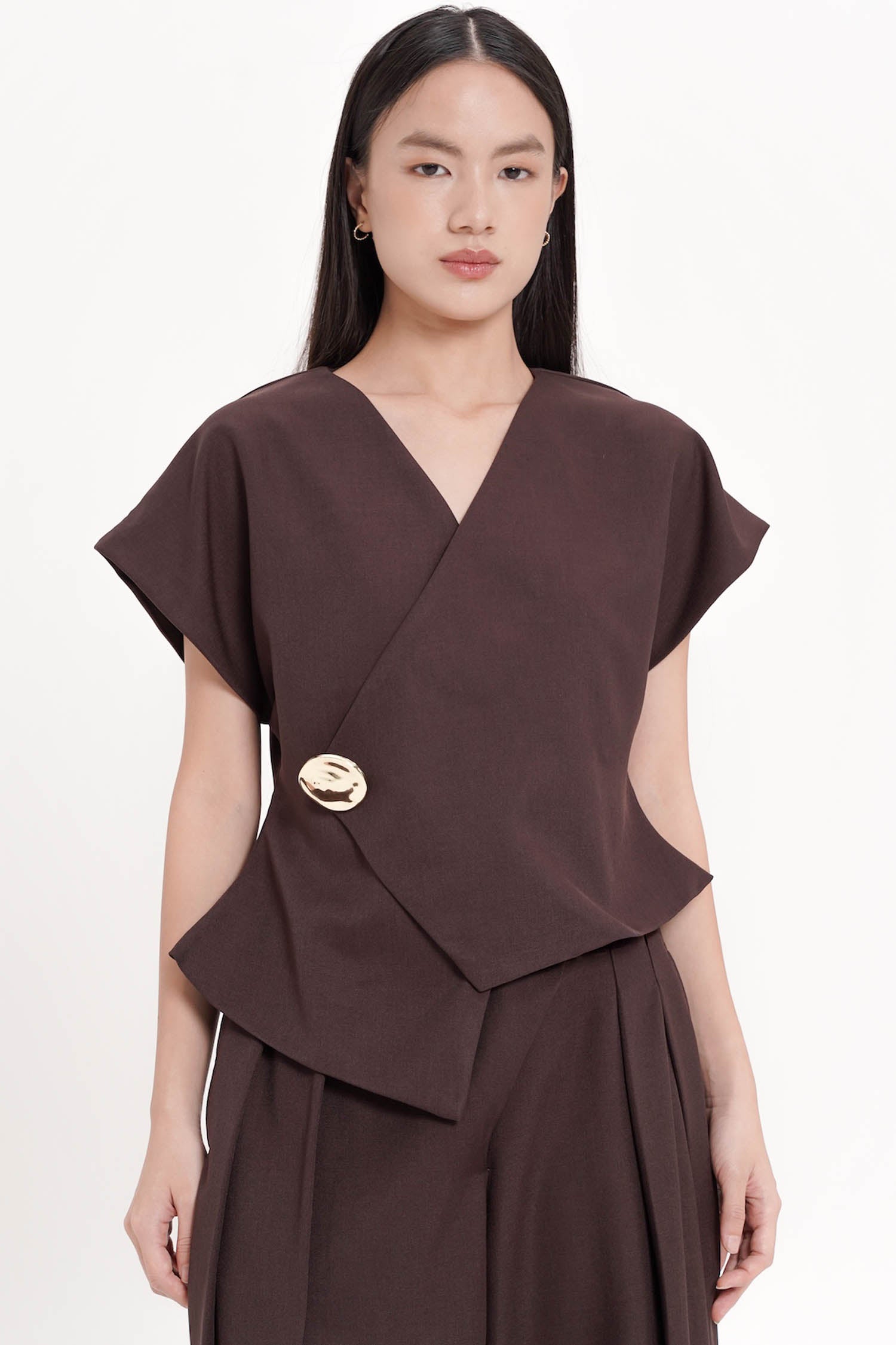 Teidi Wrap Top In Espresso