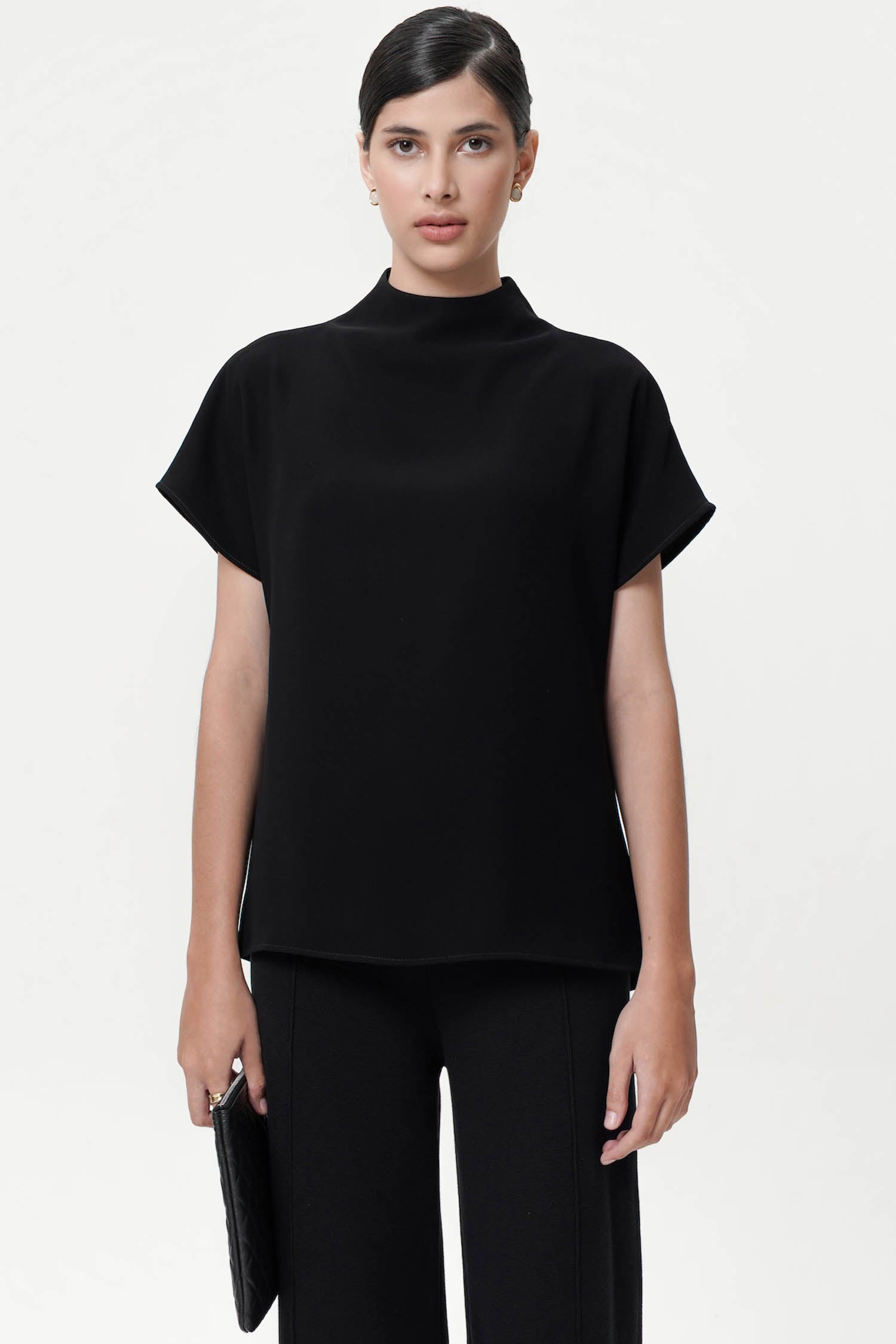 Ellis Back Drape Blouse In Black