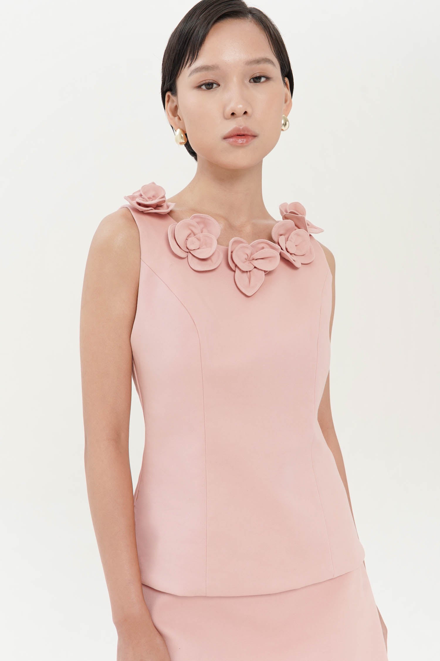 Leilani Floral Appliqued Top In Blush