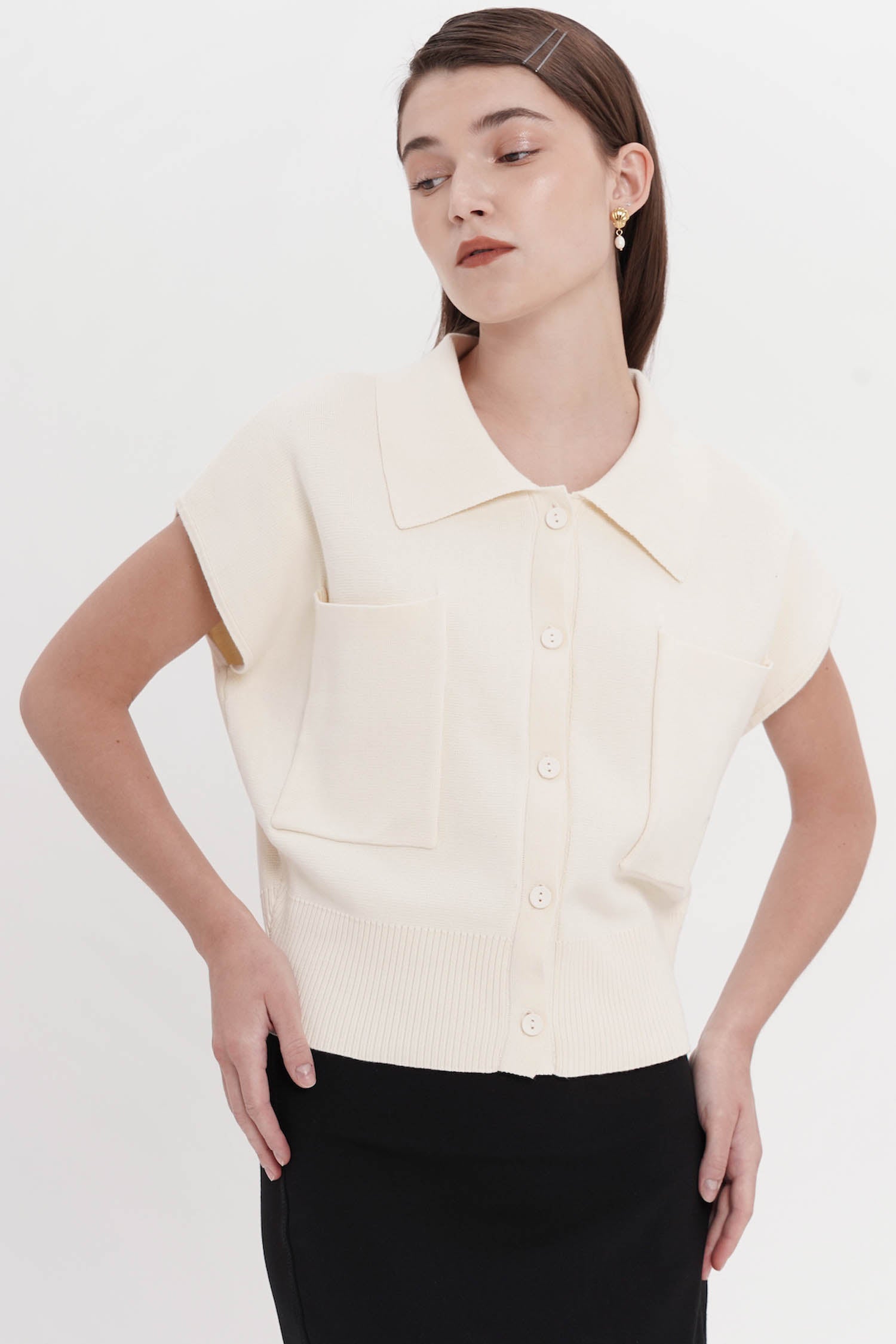 Ganni Top In Cream (3 Left)