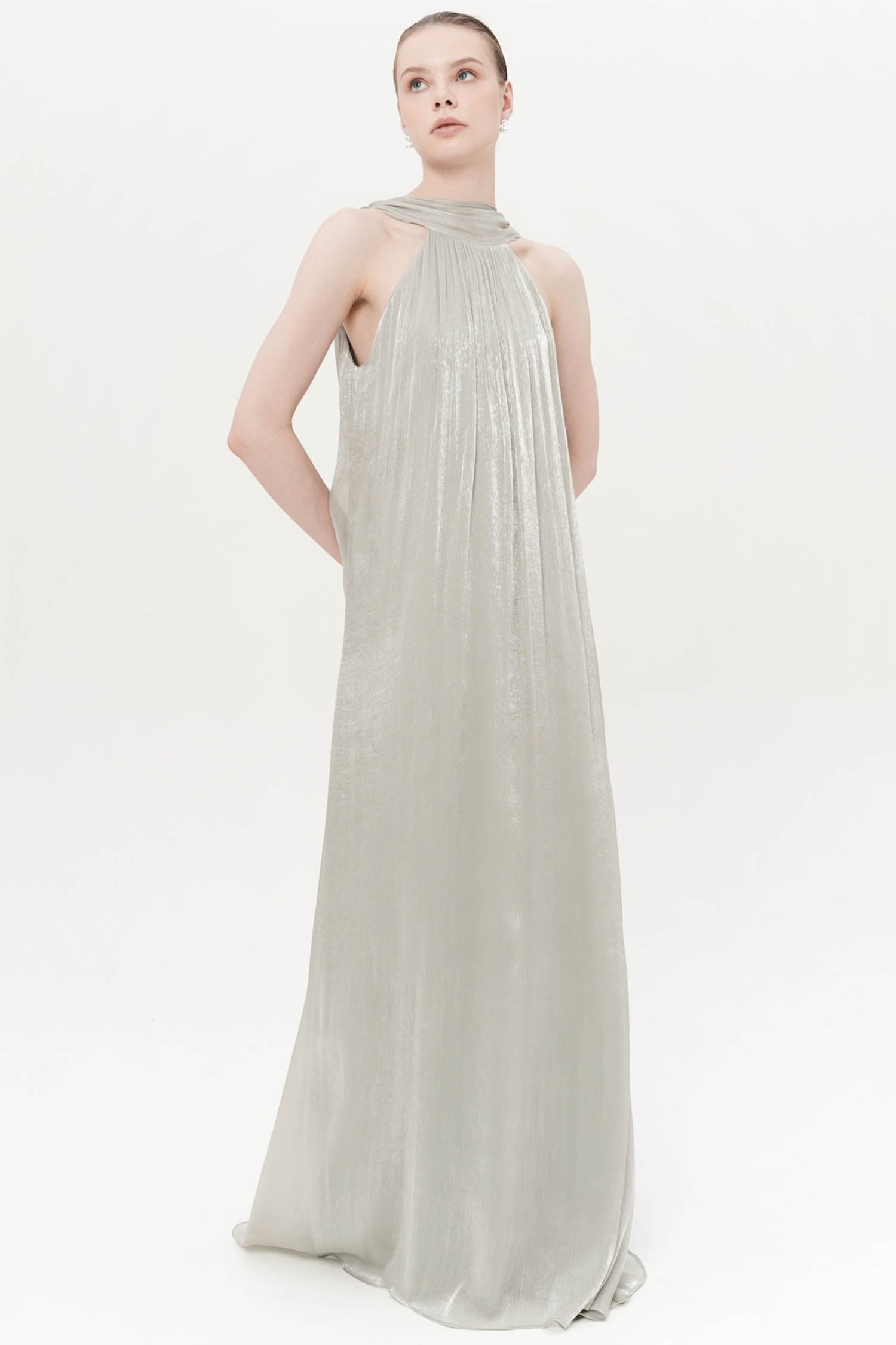 Sylena Maxi Halter Dress In Sage